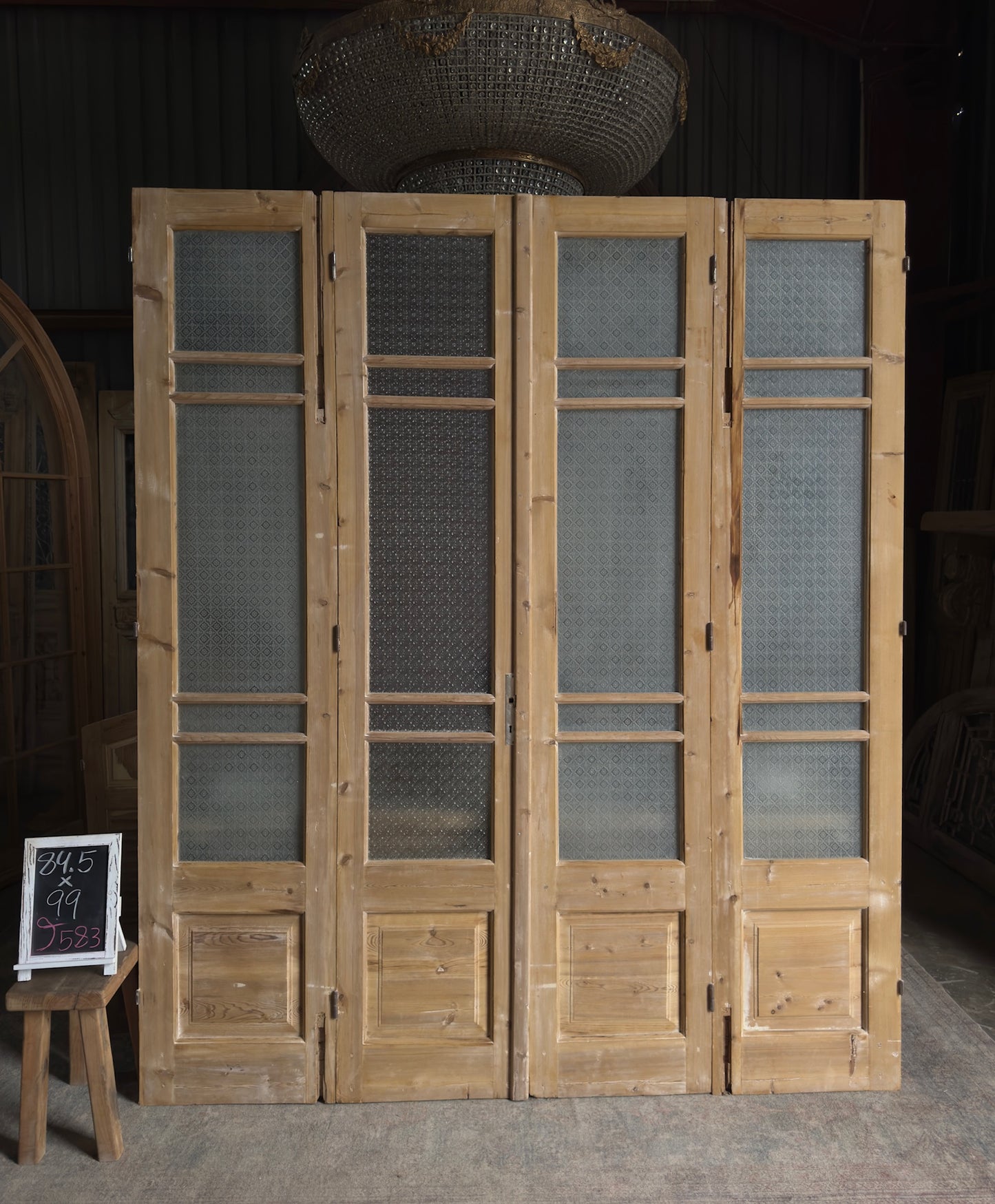 Antique Bi-Fold French Glass Doors - 84.5x99 J583