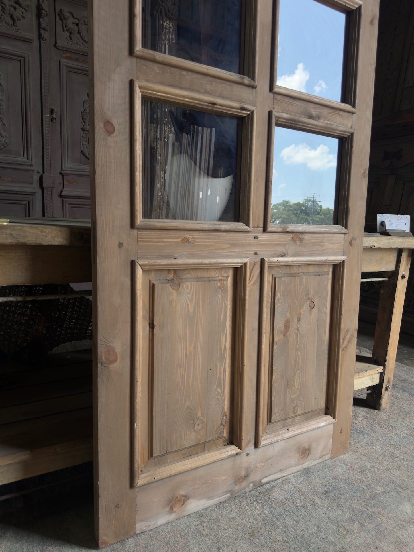 Handcrafted 8 Light Arched Single Glass Door - 36x96 K14
