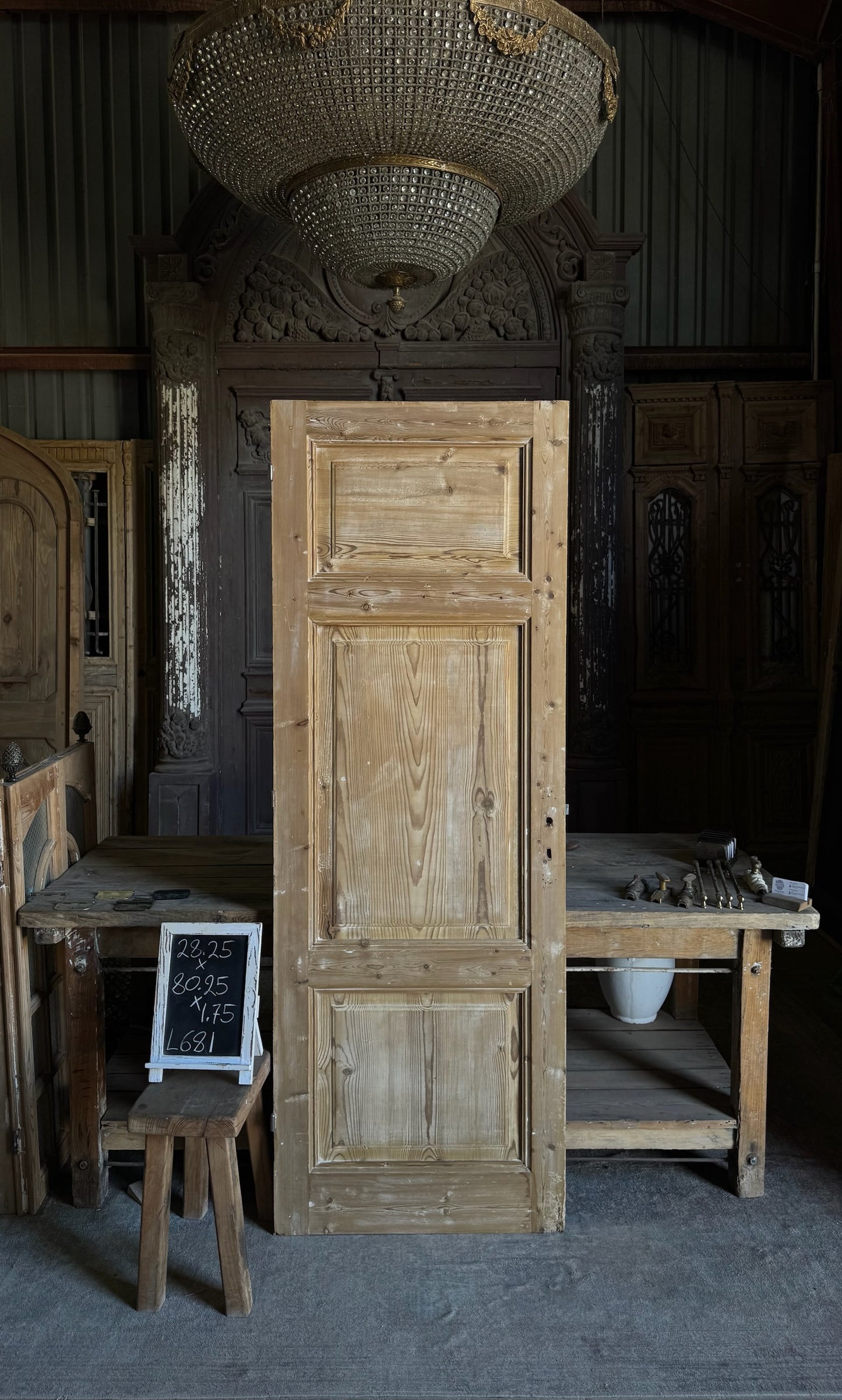 Antique 3 Panel Door - 28.25x80.25 - L681