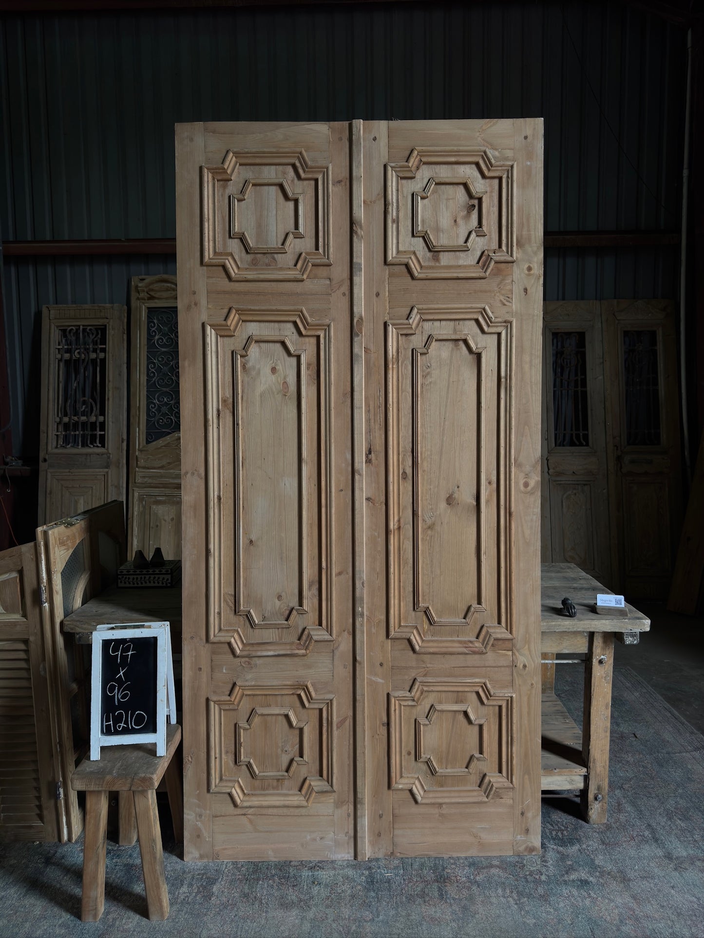 (Xavier) Handcrafted Solid Wood French Doors - 47x96 H210