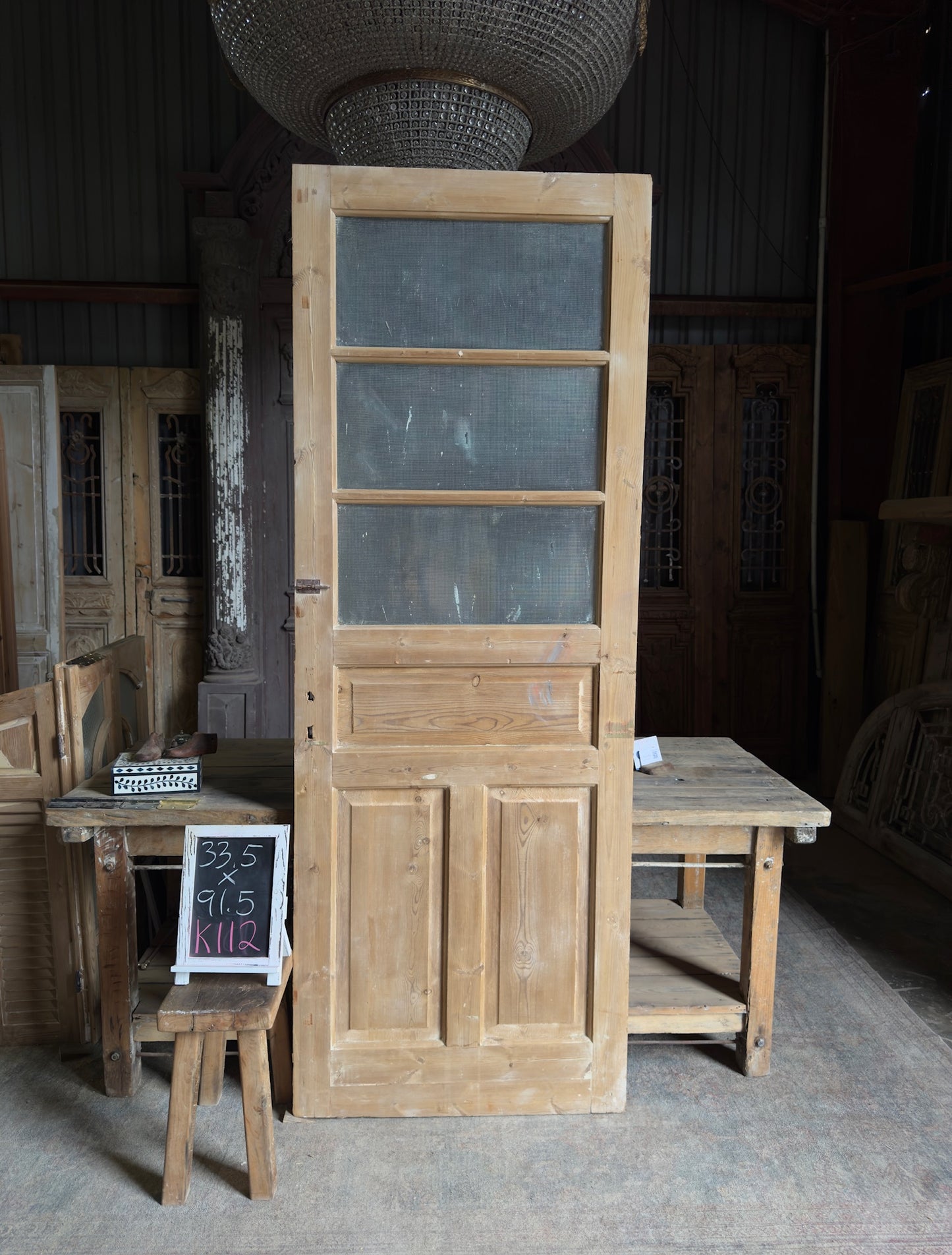 3 Lite Antique Glass Single Door - 33.5x91.5 K112