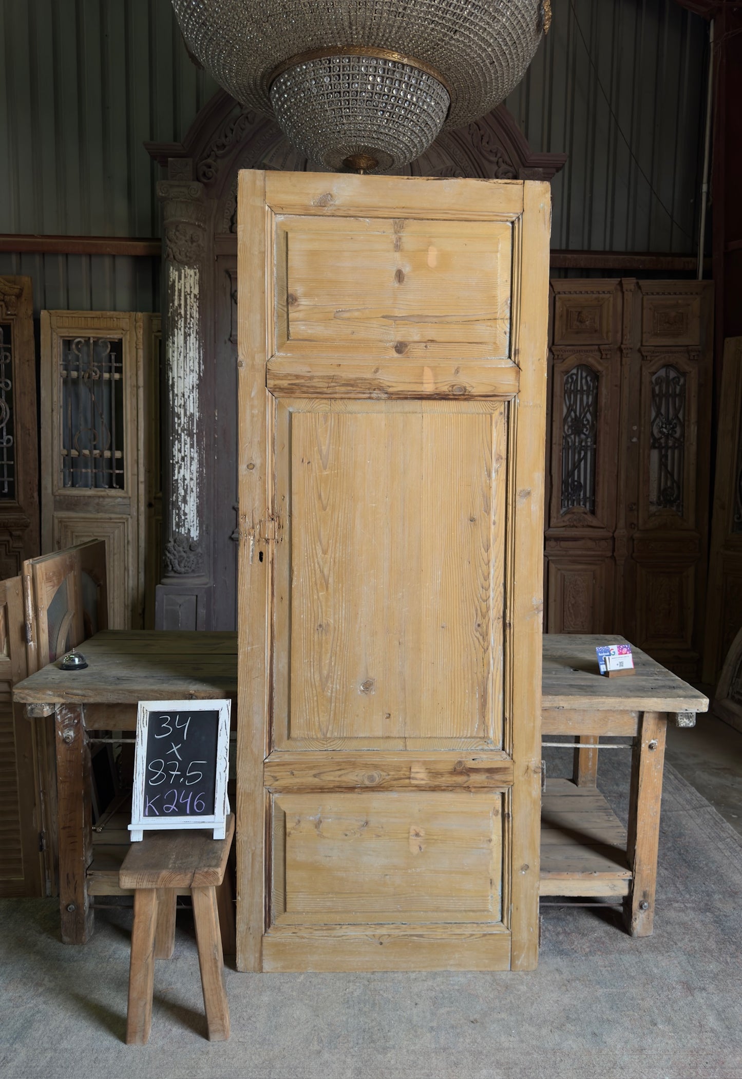 3 Panel Single Solid Antique Door - 34x87.5 K246