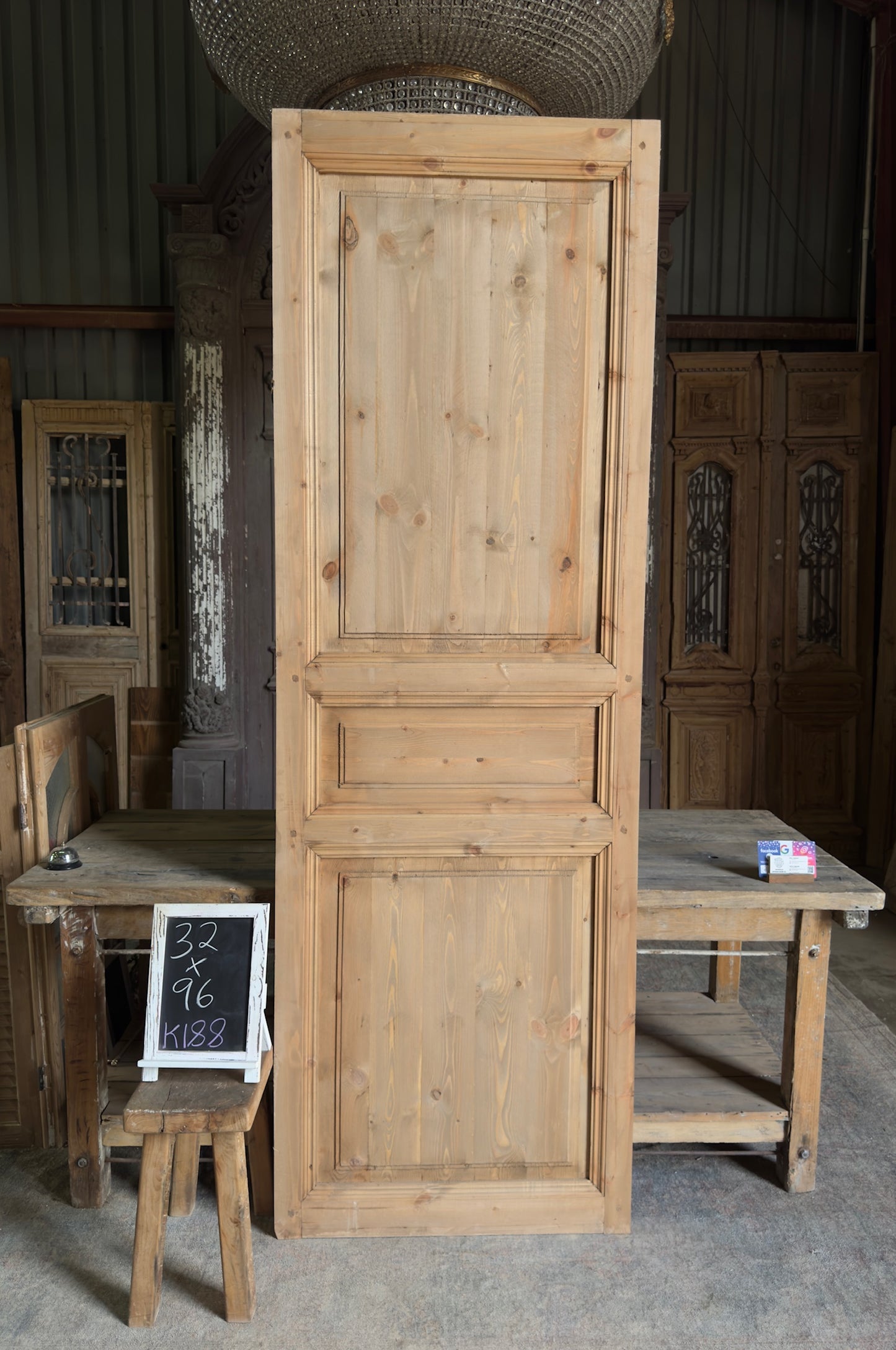 Handcrafted 3 Panel Solid Single Door - 32x96 K188