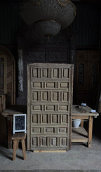 Spanish Coffered Panel Antique Single Door - 35.25x68.25 - L245