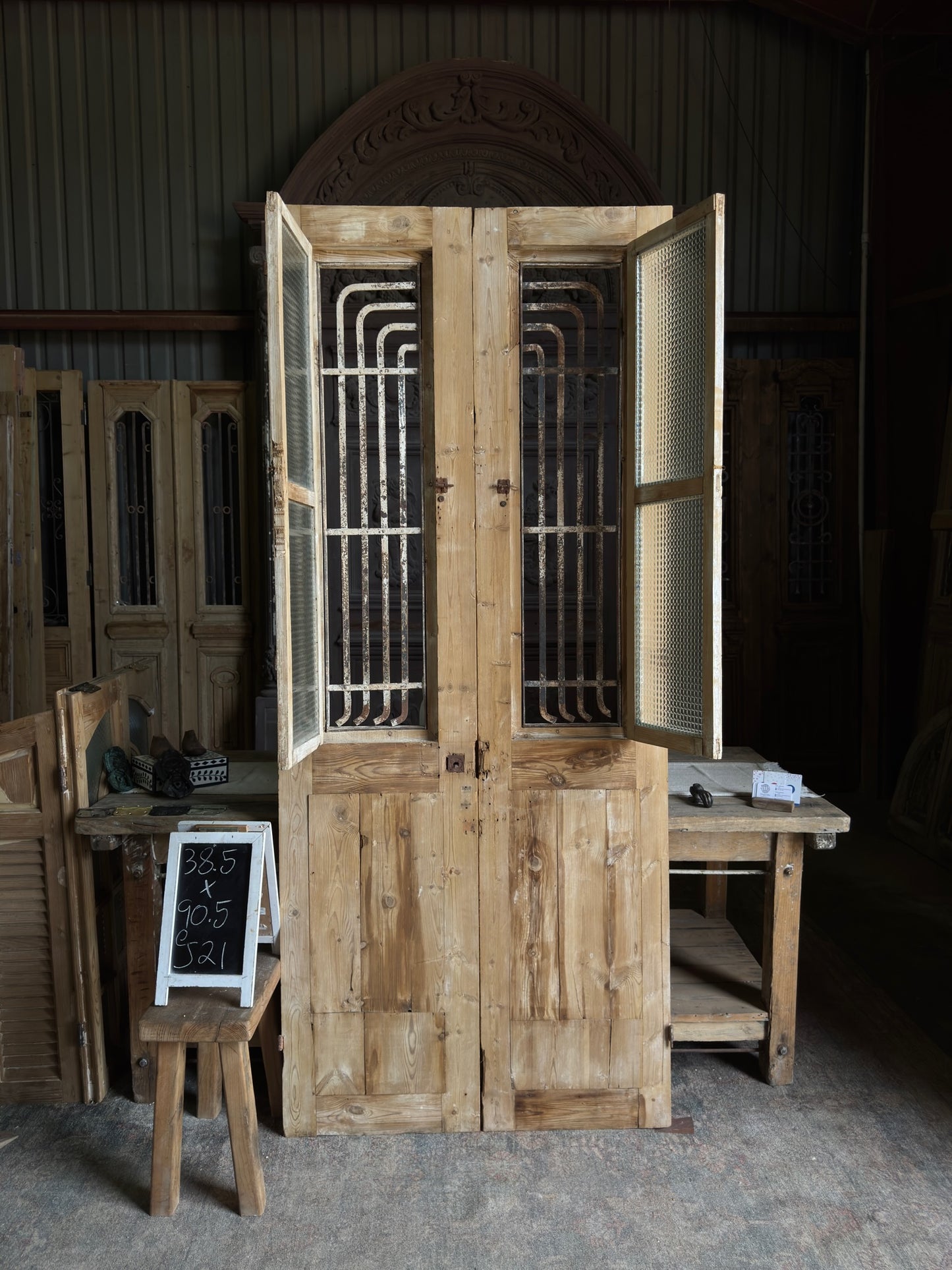 Antique Iron French Doors - 38.5x90.5 J21