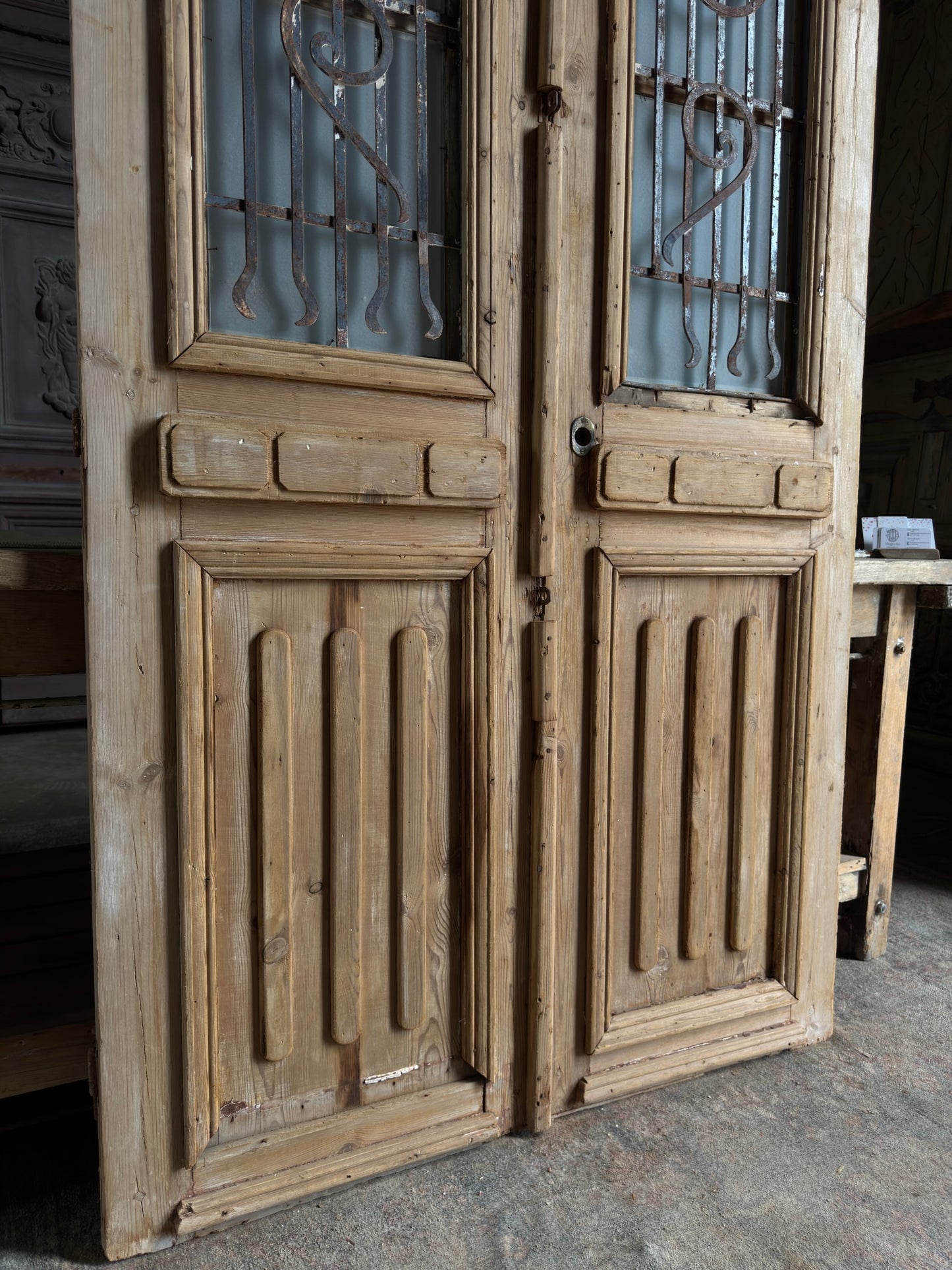 Antique Iron French Double Doors - 44.5x82 J49