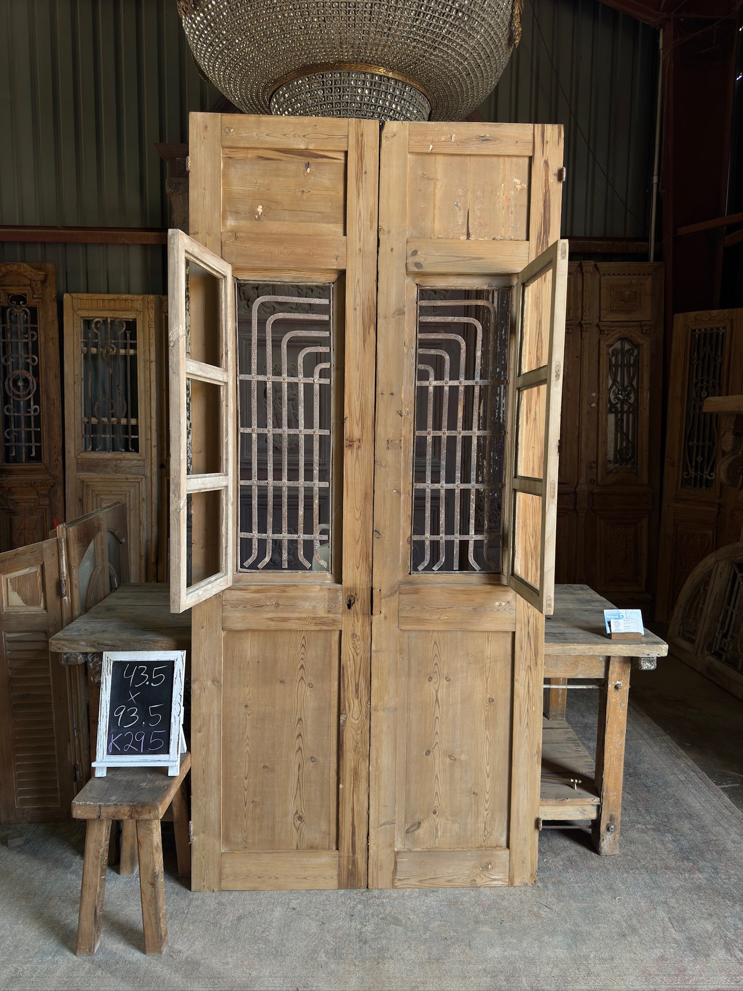 Antique Iron French Doors - 43.5x93.5 K295