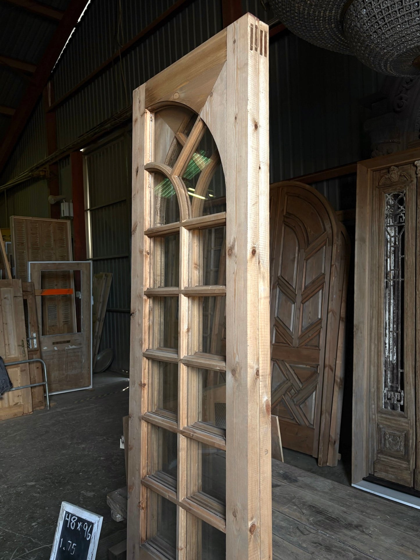 (Elise) Handcrafted Arched Glass French Doors - 48x96 L48