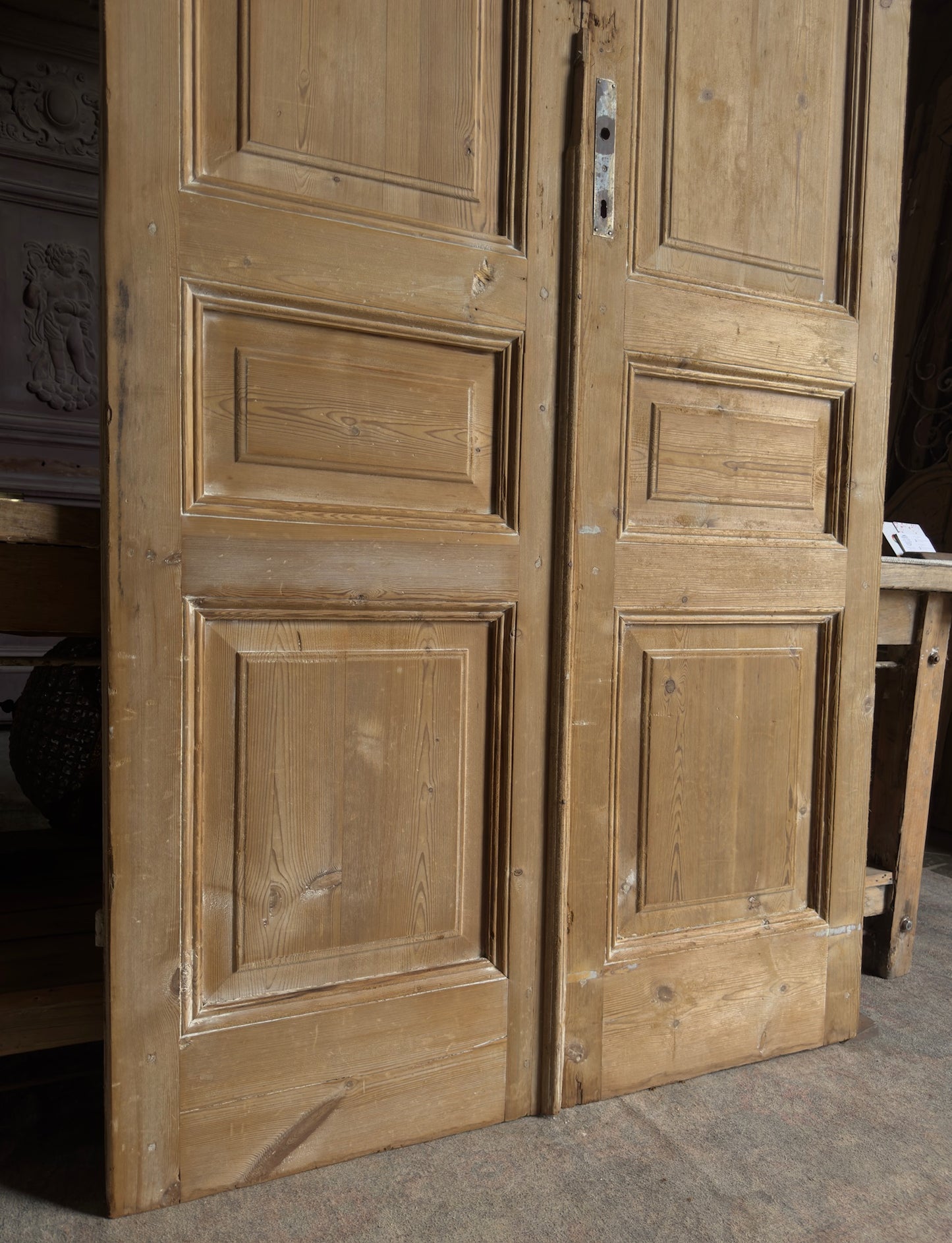 3 Panel Antique Solid French Doors - 45x100 J375
