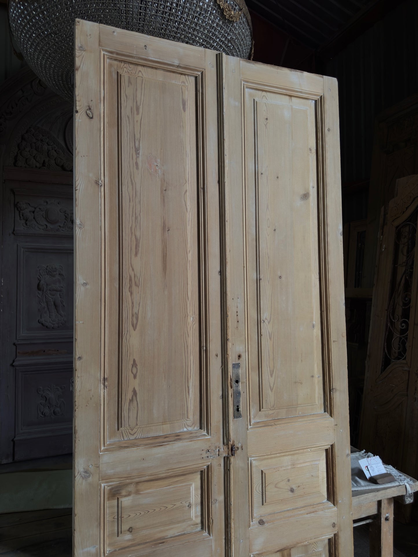 3 Panel Antique Solid French Doors - 41.75x100.25 J386