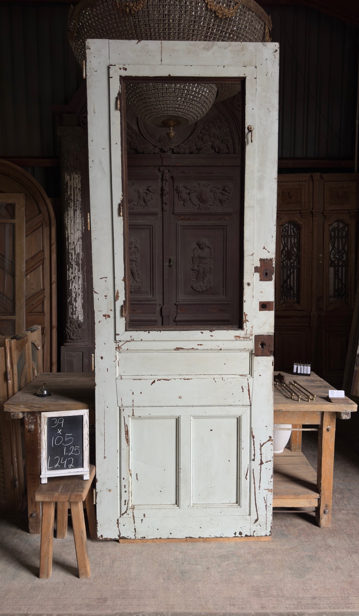 Old World Full Lite Antique Entry Door - 39x105 - L242