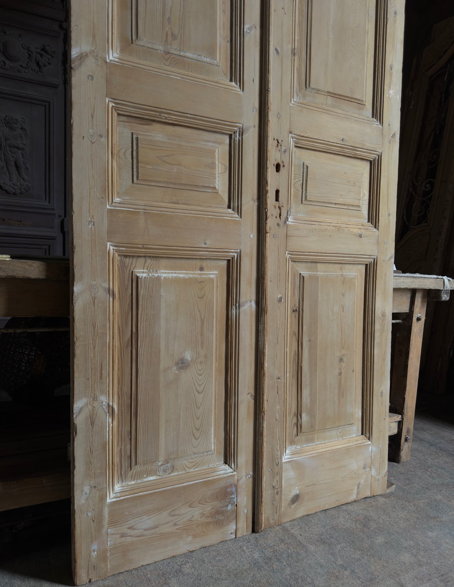 3 Panel Antique Solid French Doors - 42.5x98.75 J422