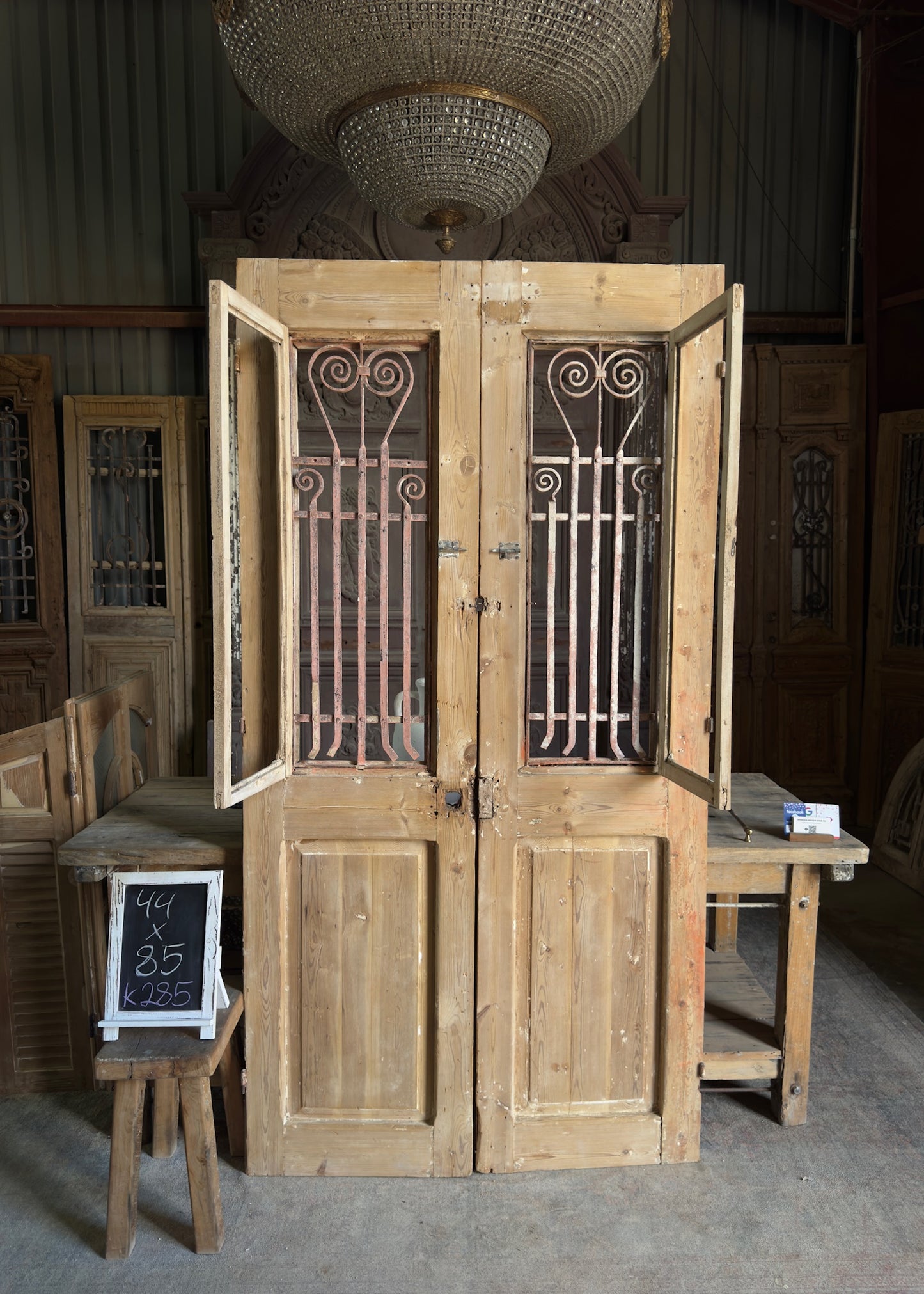 Scrolled Antique Iron French Doors - 44x85 K285