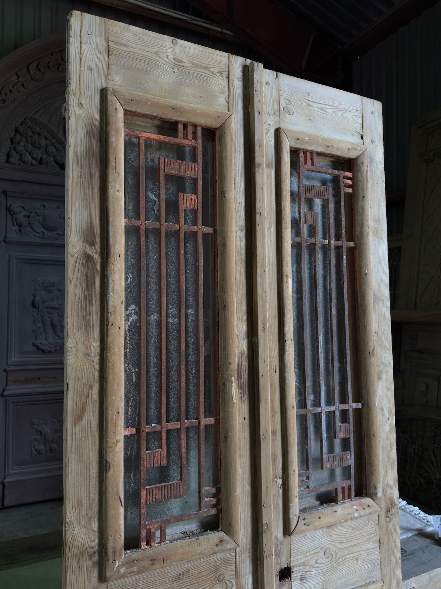 Antique Iron French Double Doors - 39.75x93.75 J44