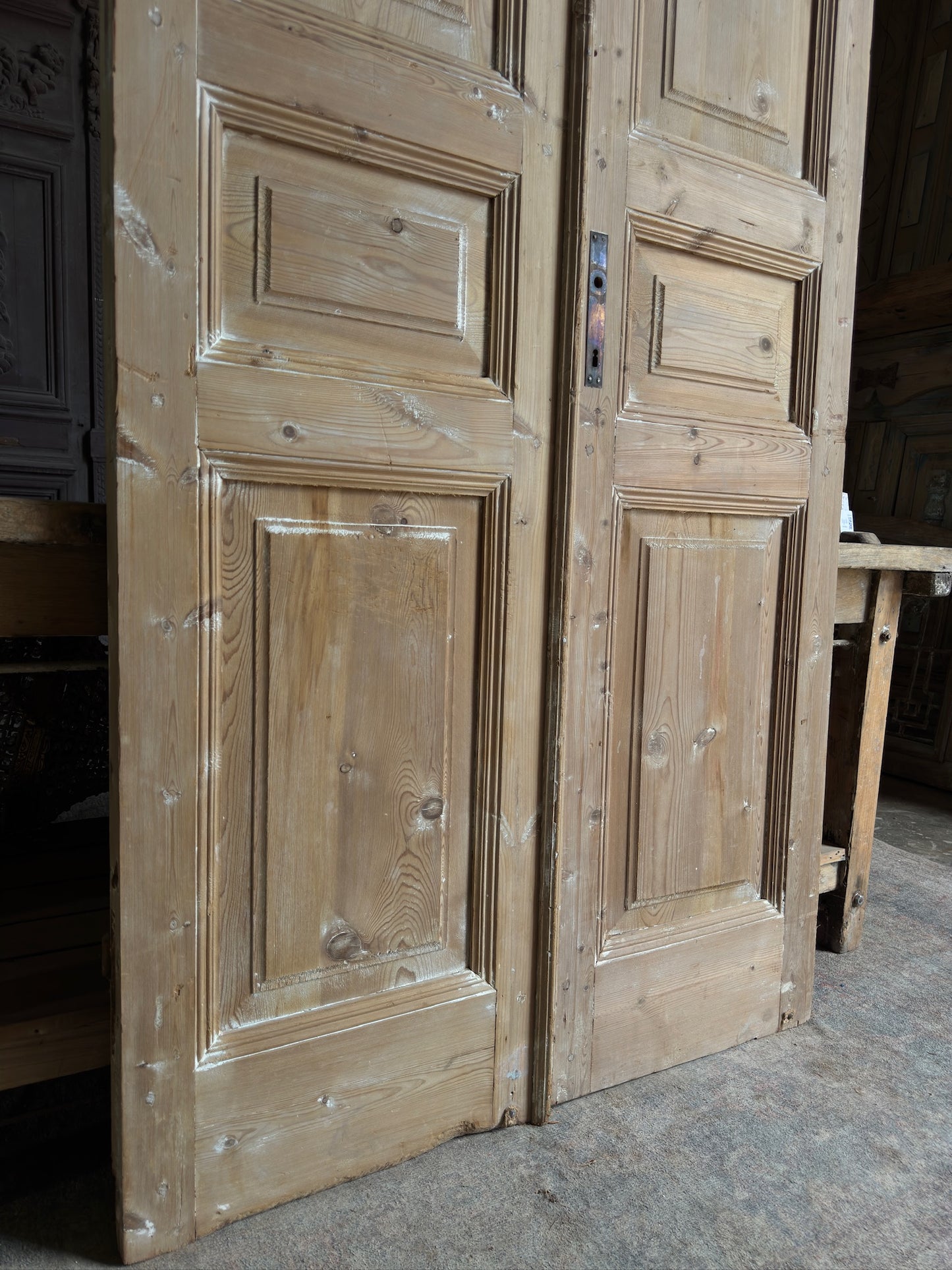 3 Panel Antique Solid French Doors - 42x92 K64