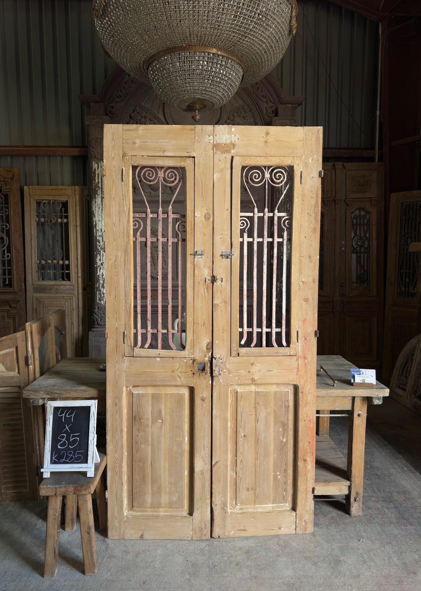 Scrolled Antique Iron French Doors - 44x85 K285