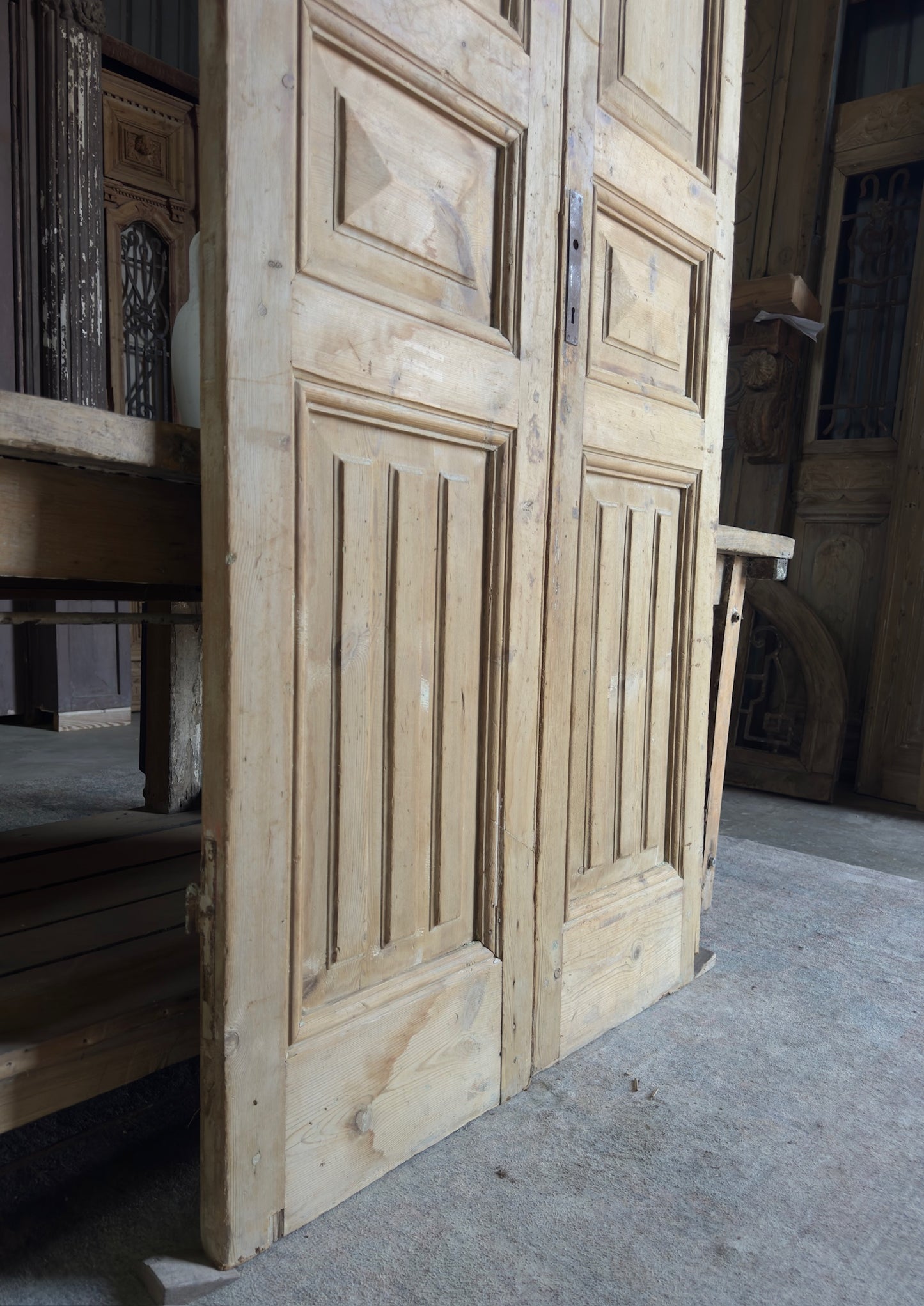 Unique 3 Panel Antique Solid French Doors - 39.5x101.25 K239