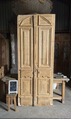 Carved Arch Design Solid French Doors - 40.5x100.5 - L437