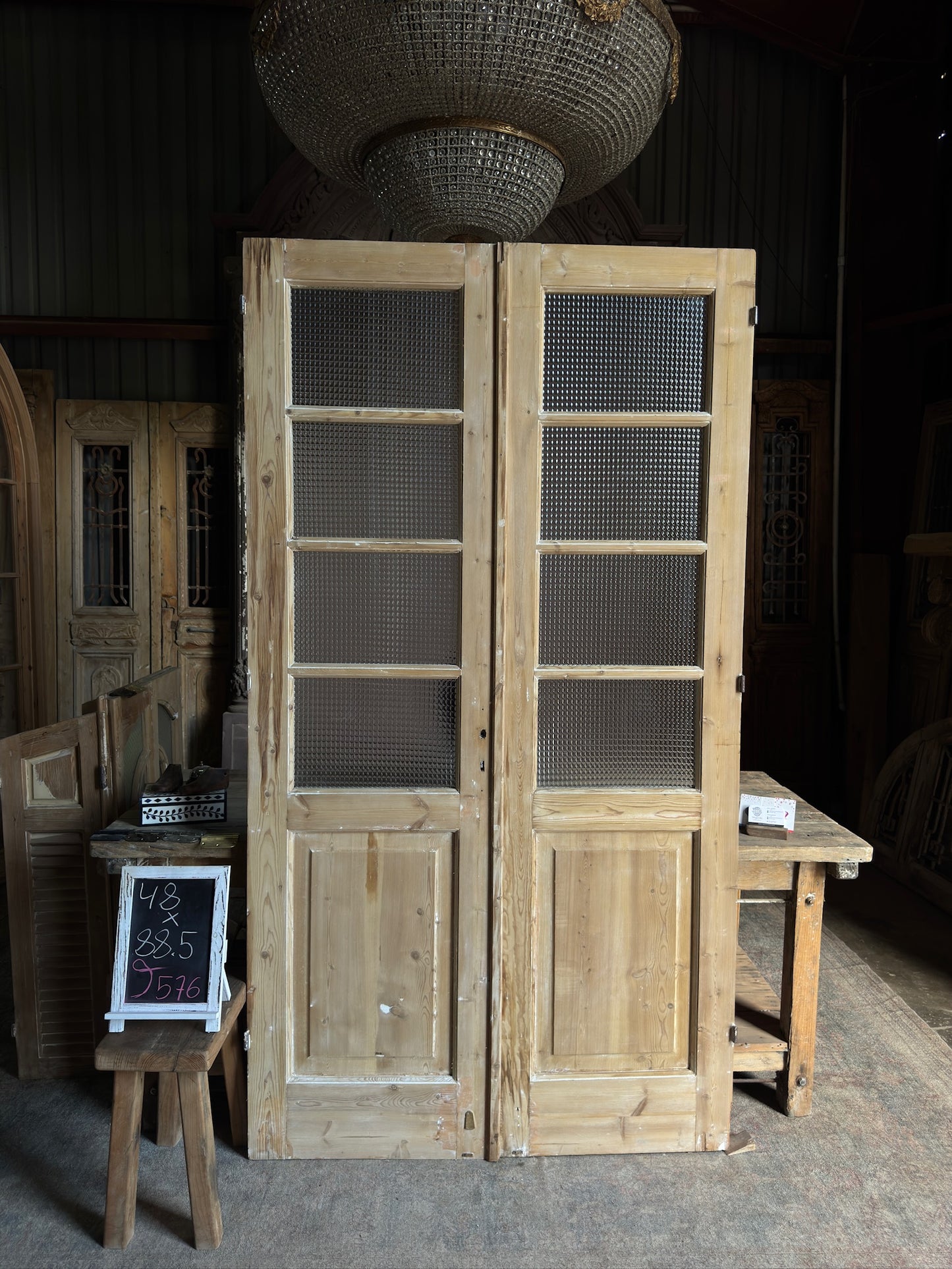 4 Lite Antique Glass French Doors - 48x88.5 J576