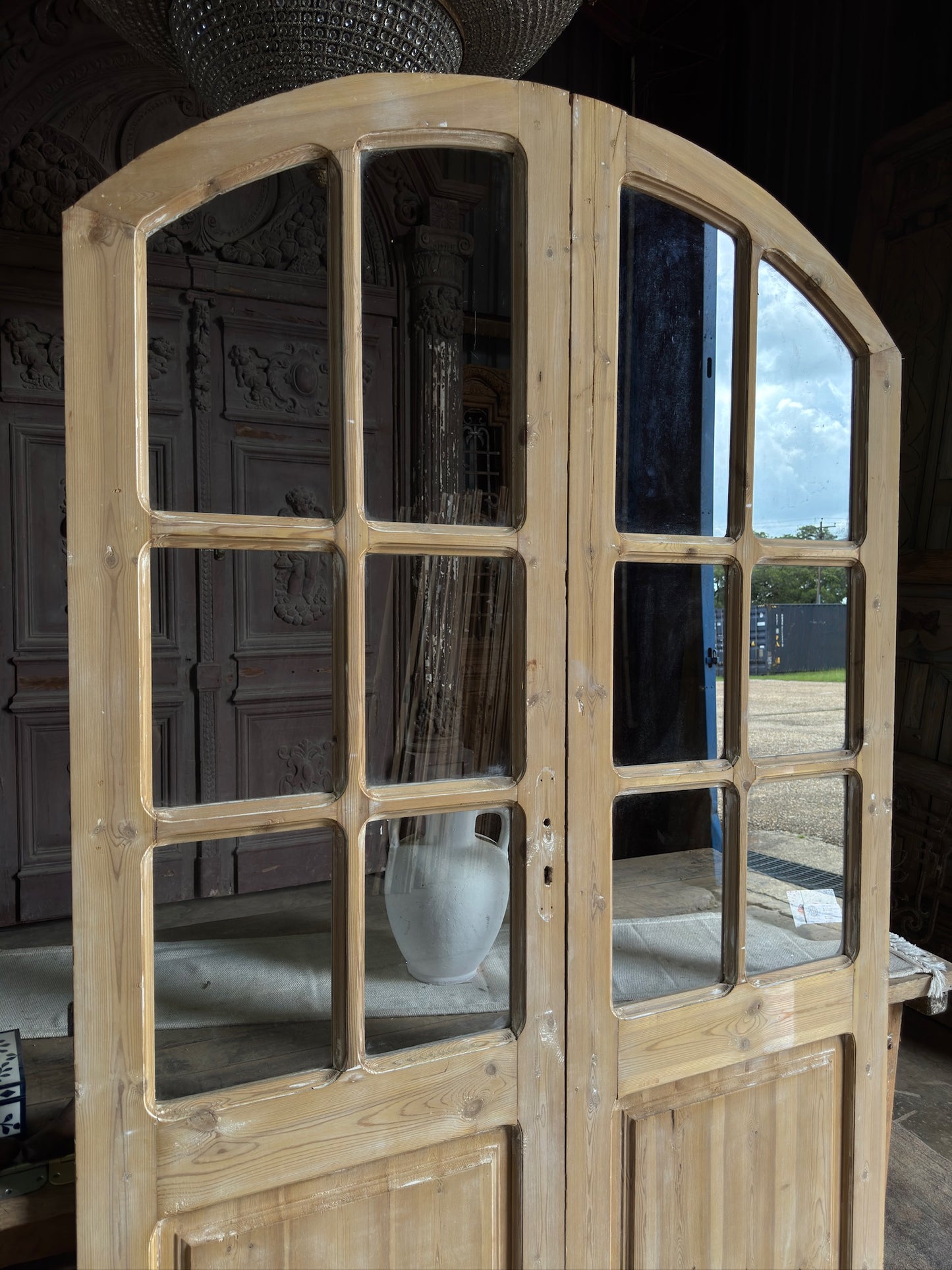 Arched Antique French Glass Doors - 55.5x90.5 J466