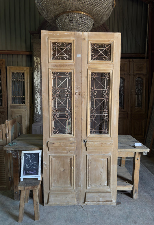 Stately Antique Iron French Doors - 39.5x90.25 K446