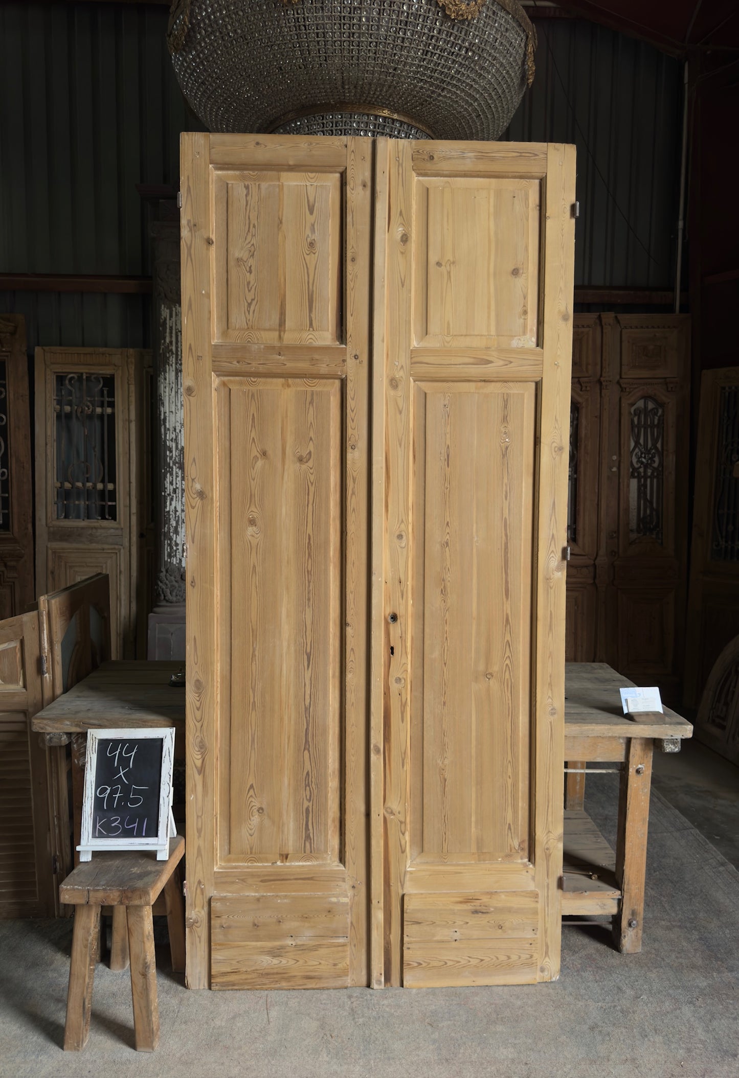 2 Panel Antique Solid French Doors - 44x97.5 K341