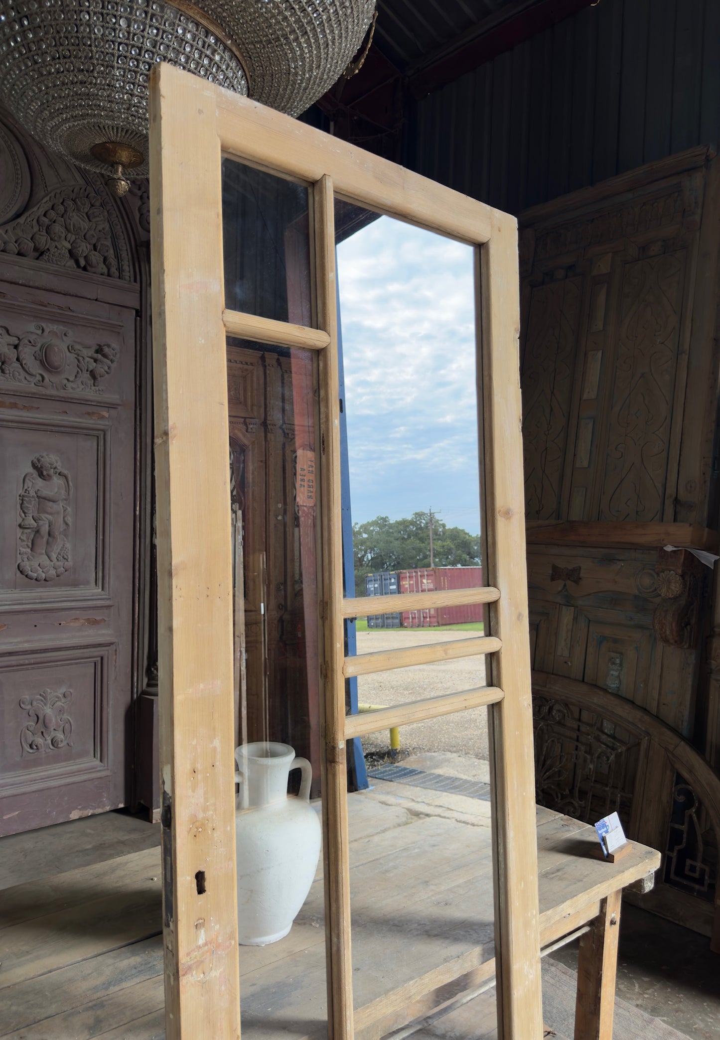 Unique Single Antique Glass Door - 32.25x90 K303
