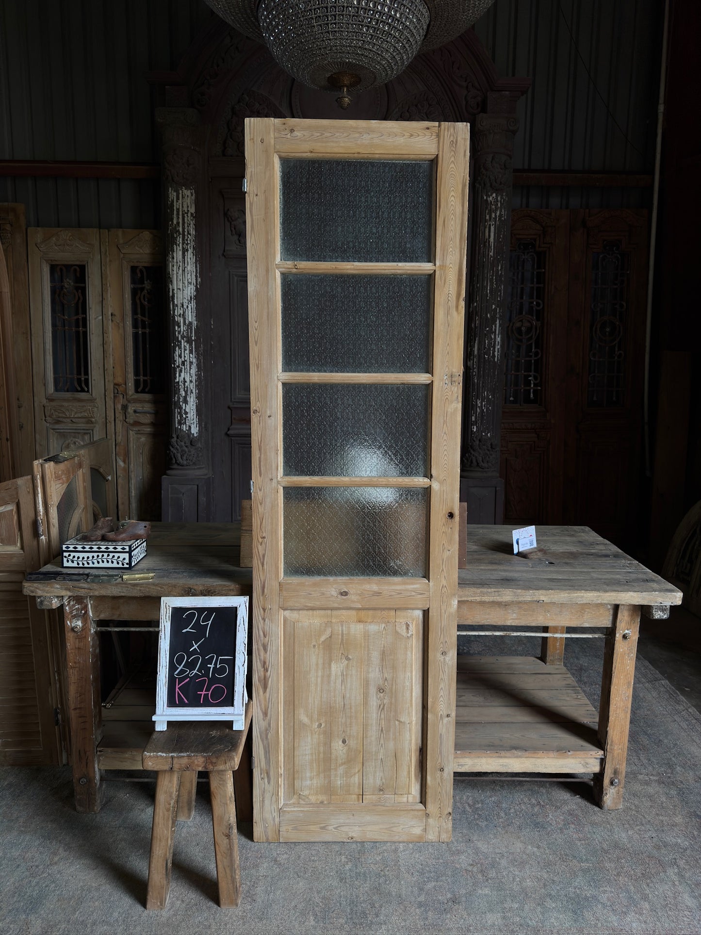 Single Antique Glass Door - 24x82.75 K70