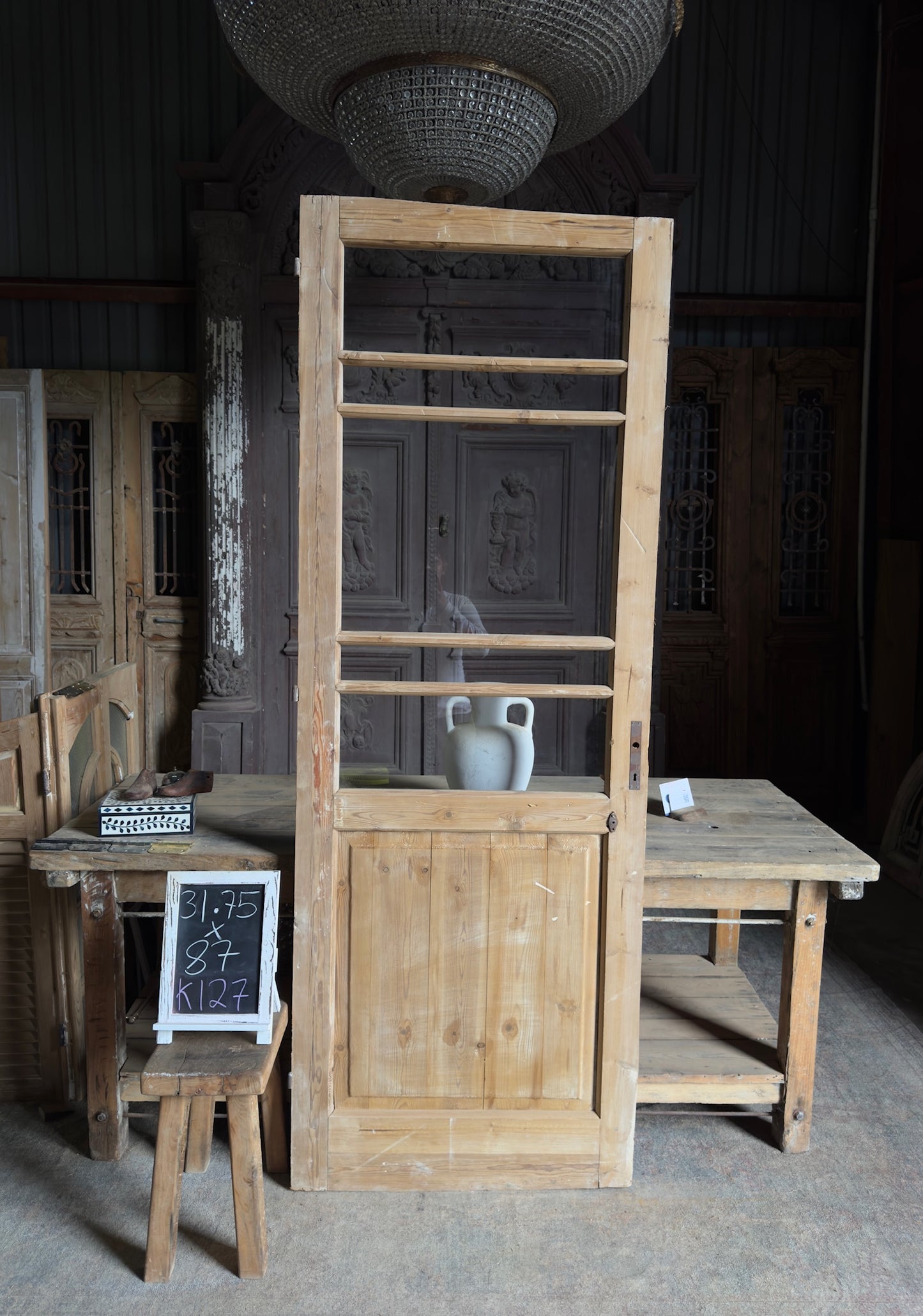 Antique Glass Single Door - 31.75x87 K127