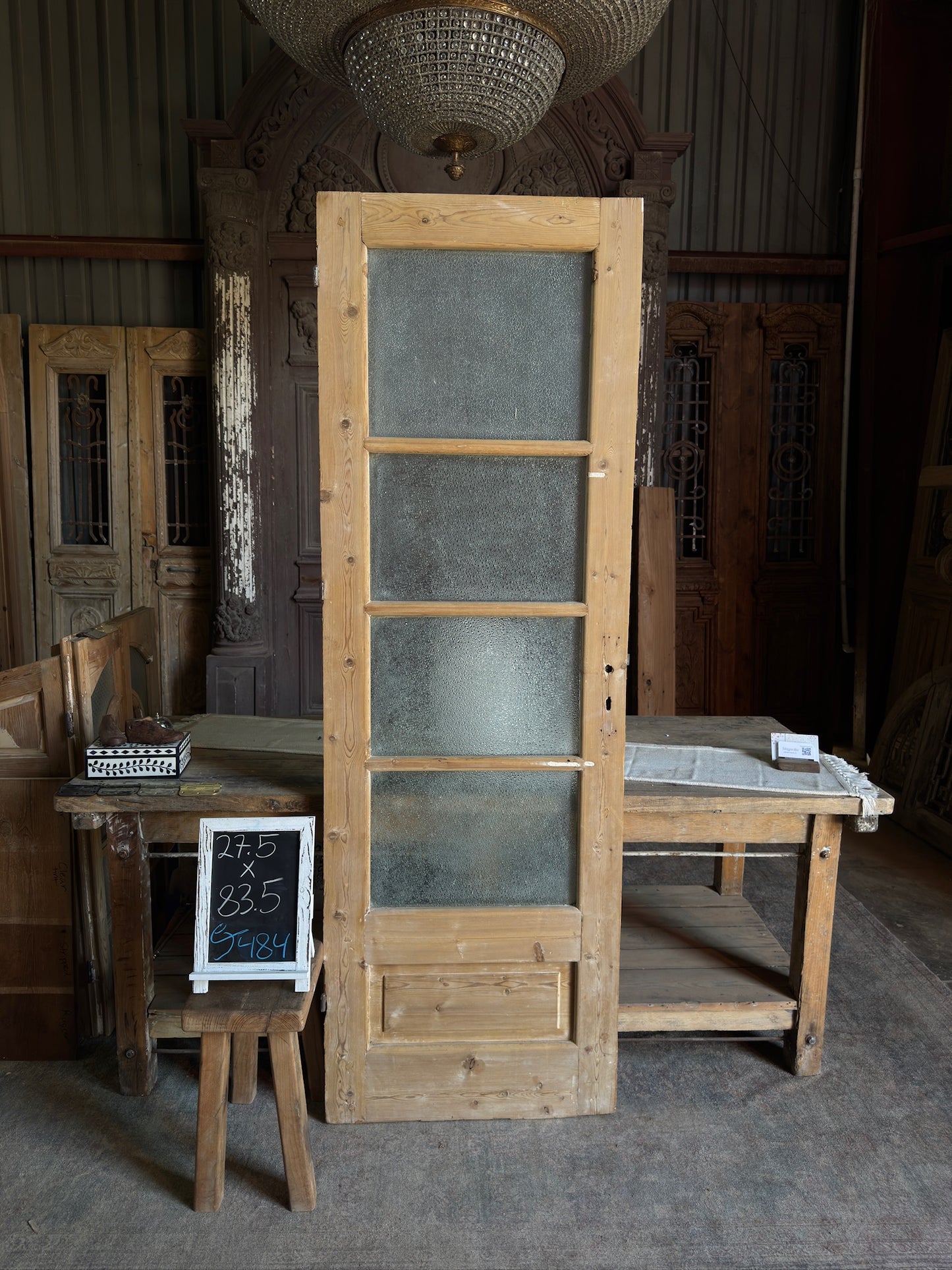 4 Lite Antique Glass Single Door - 27.5x83.5 J484