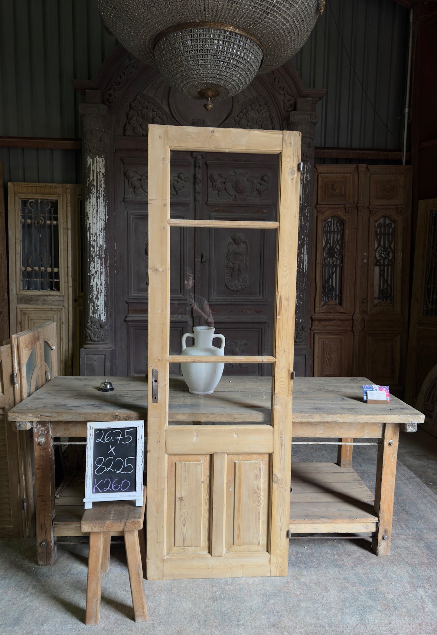 Single Antique Glass Door - 26.75x82.25 K260