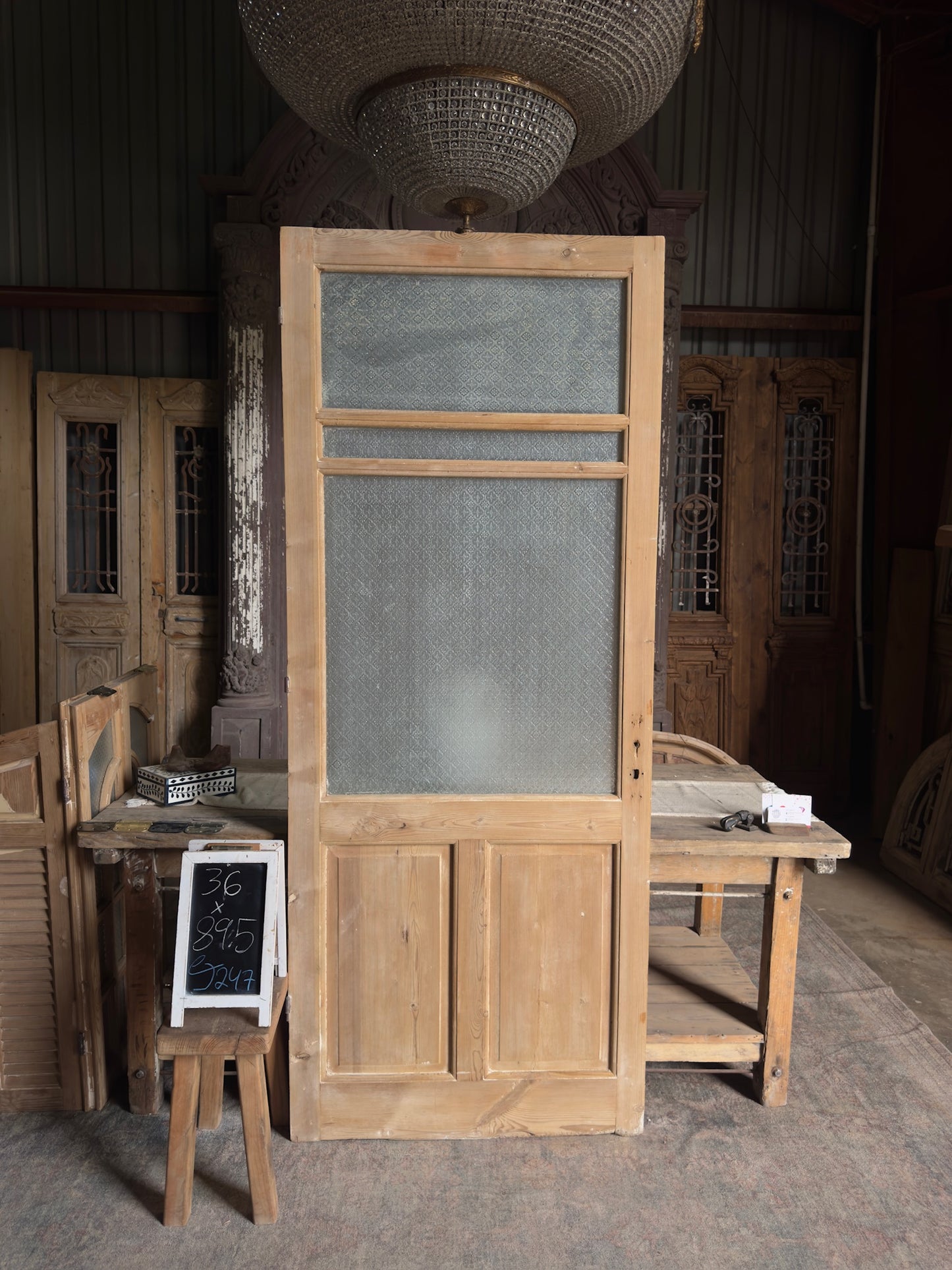 19th Century Antique Glass Single Door - 36x89.5 J247