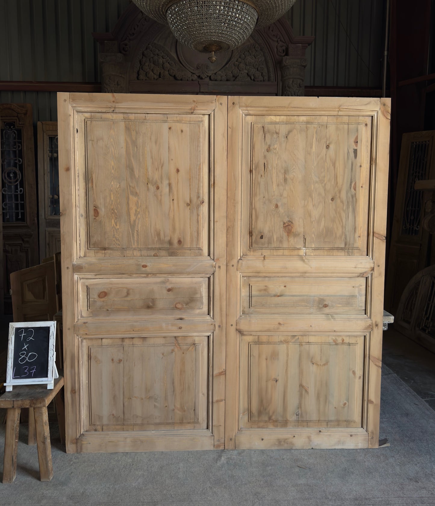 Handcrafted 3 Panel Solid French Doors - 72x80 L37