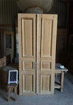 Raised Molding 3 Panel Antique Solid French Doors - 43x93 K403