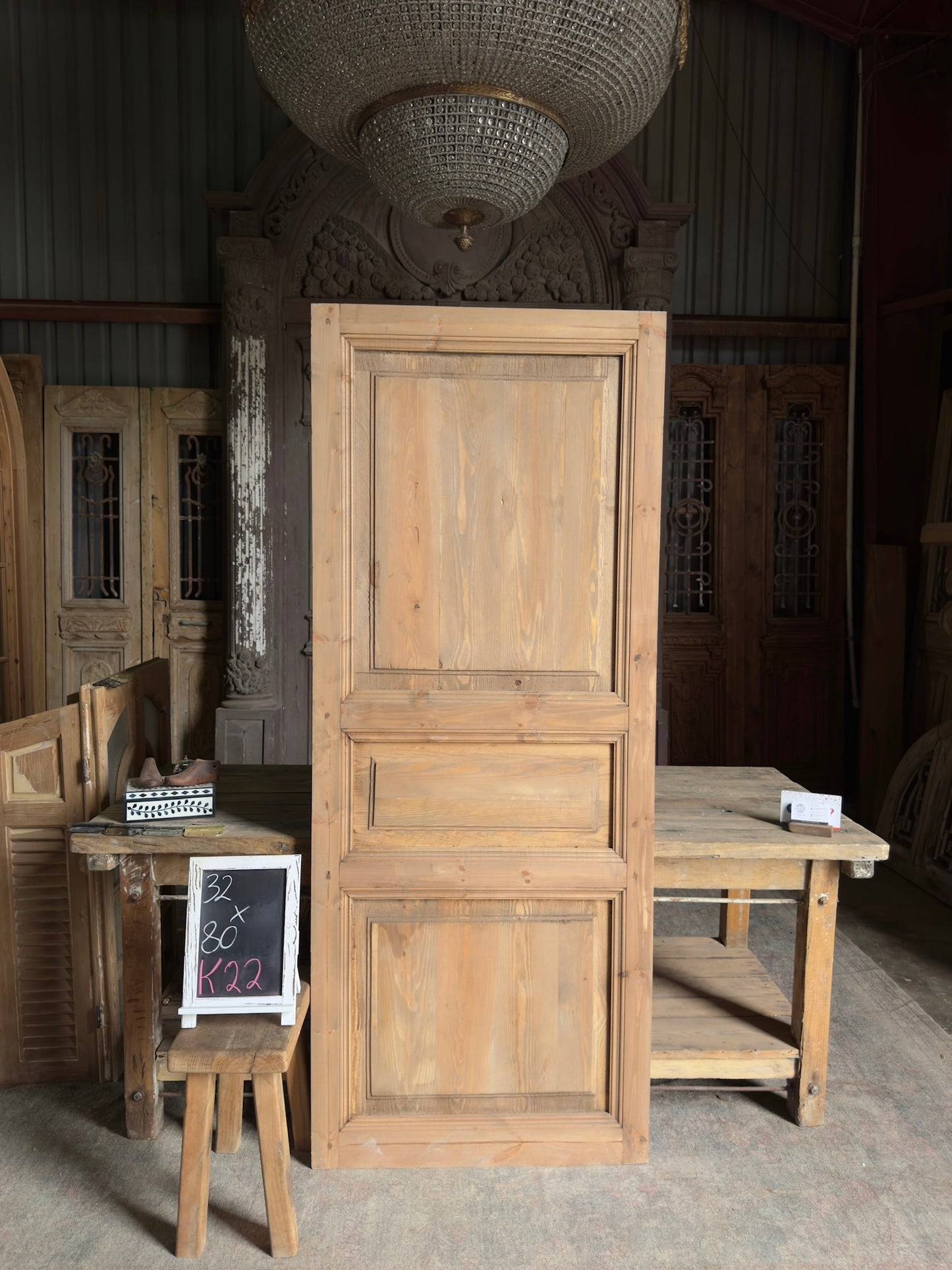 Handcrafted 3 Panel Solid Single Door - 32x80 K22