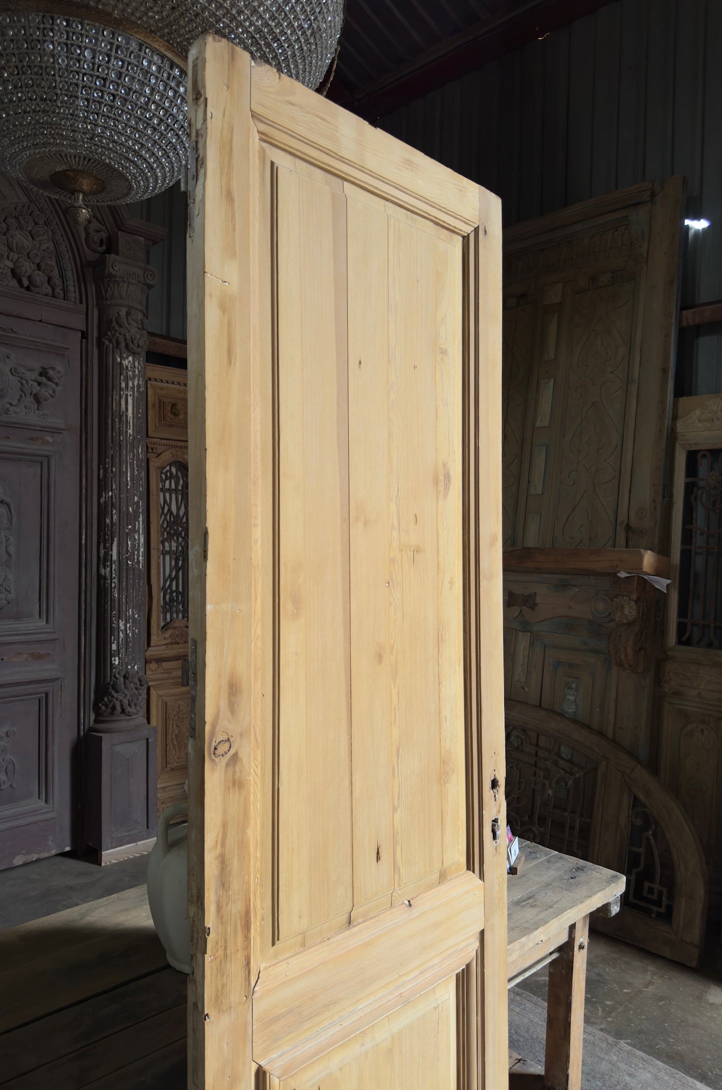 2 Panel Single Solid Antique Door With Mirror - 29.25x94.5 K245