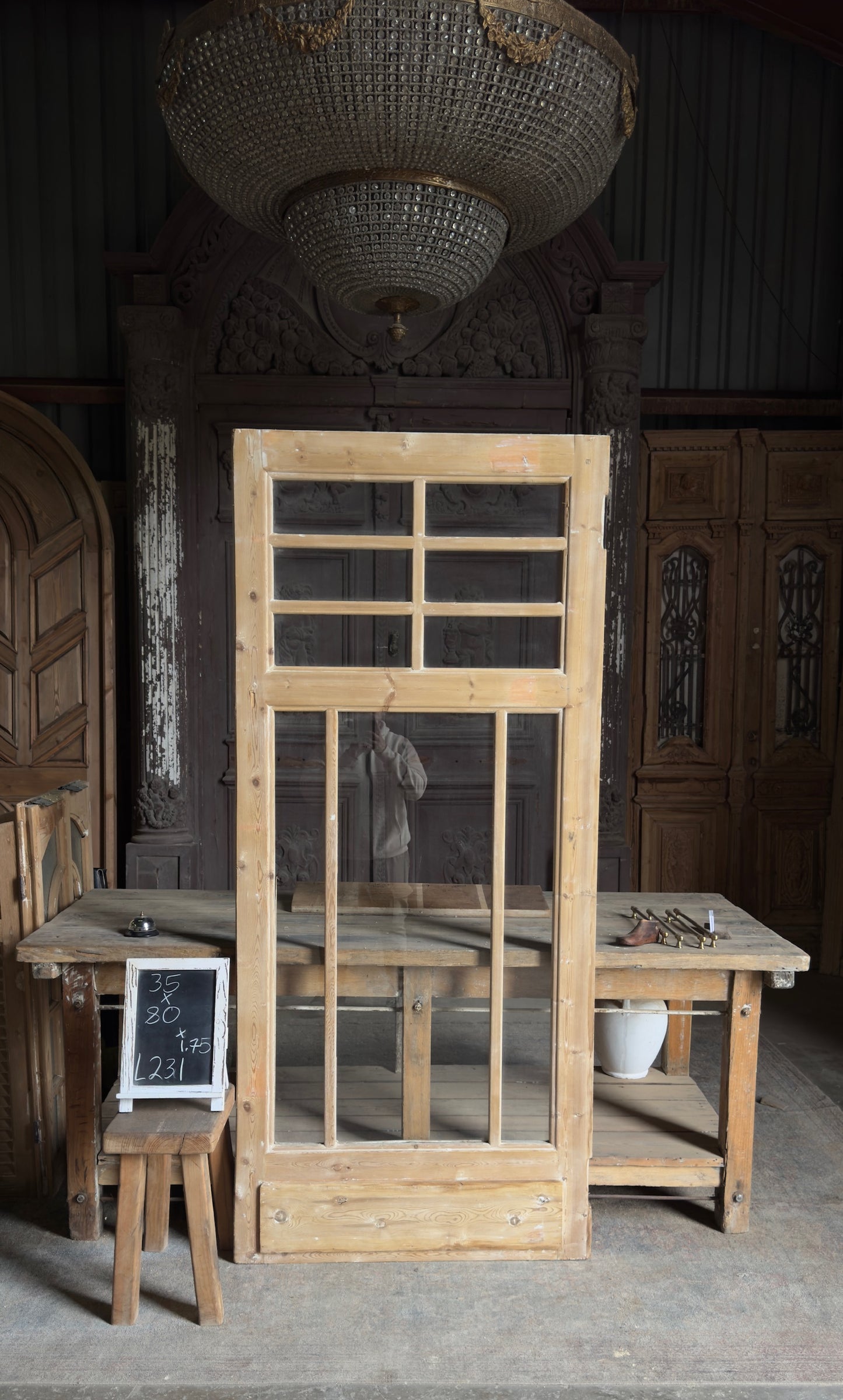 9 Lite Antique Glass Single Door - 35x80 - L231