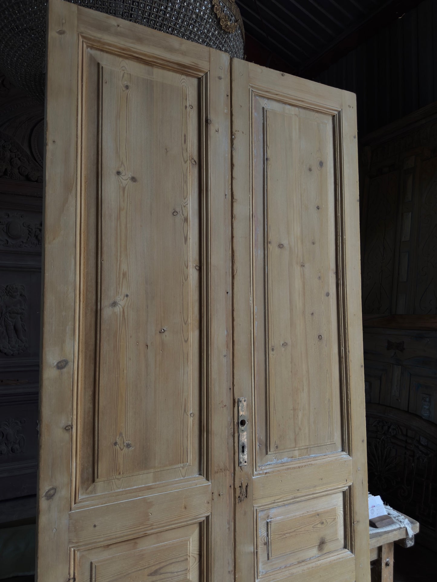 3 Panel Antique Solid French Doors - 45x100.25 J340