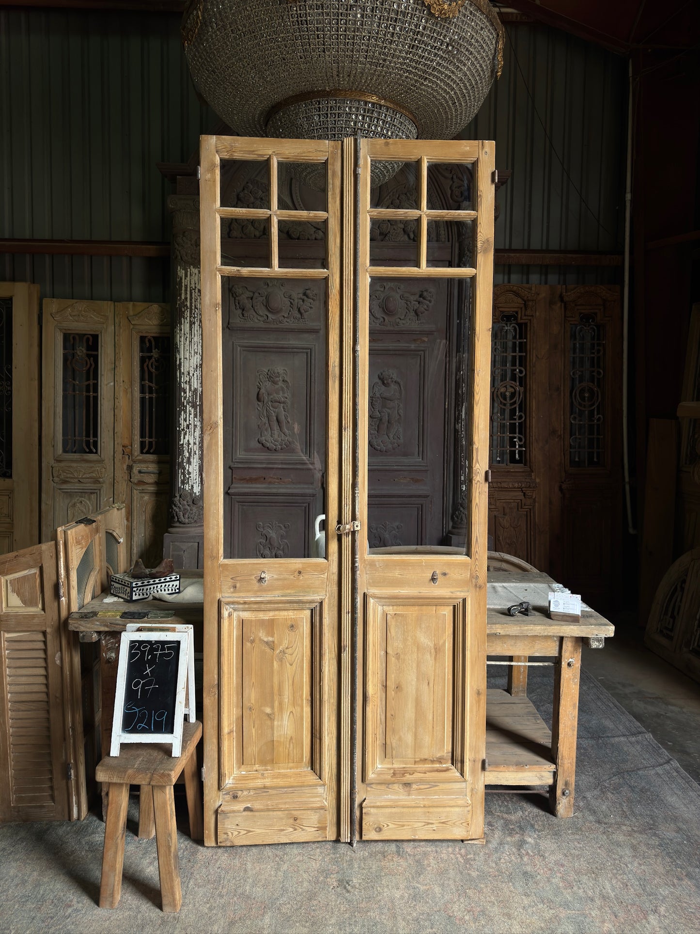 19th Century Antique Glass French Doors - 39.75x97 J219