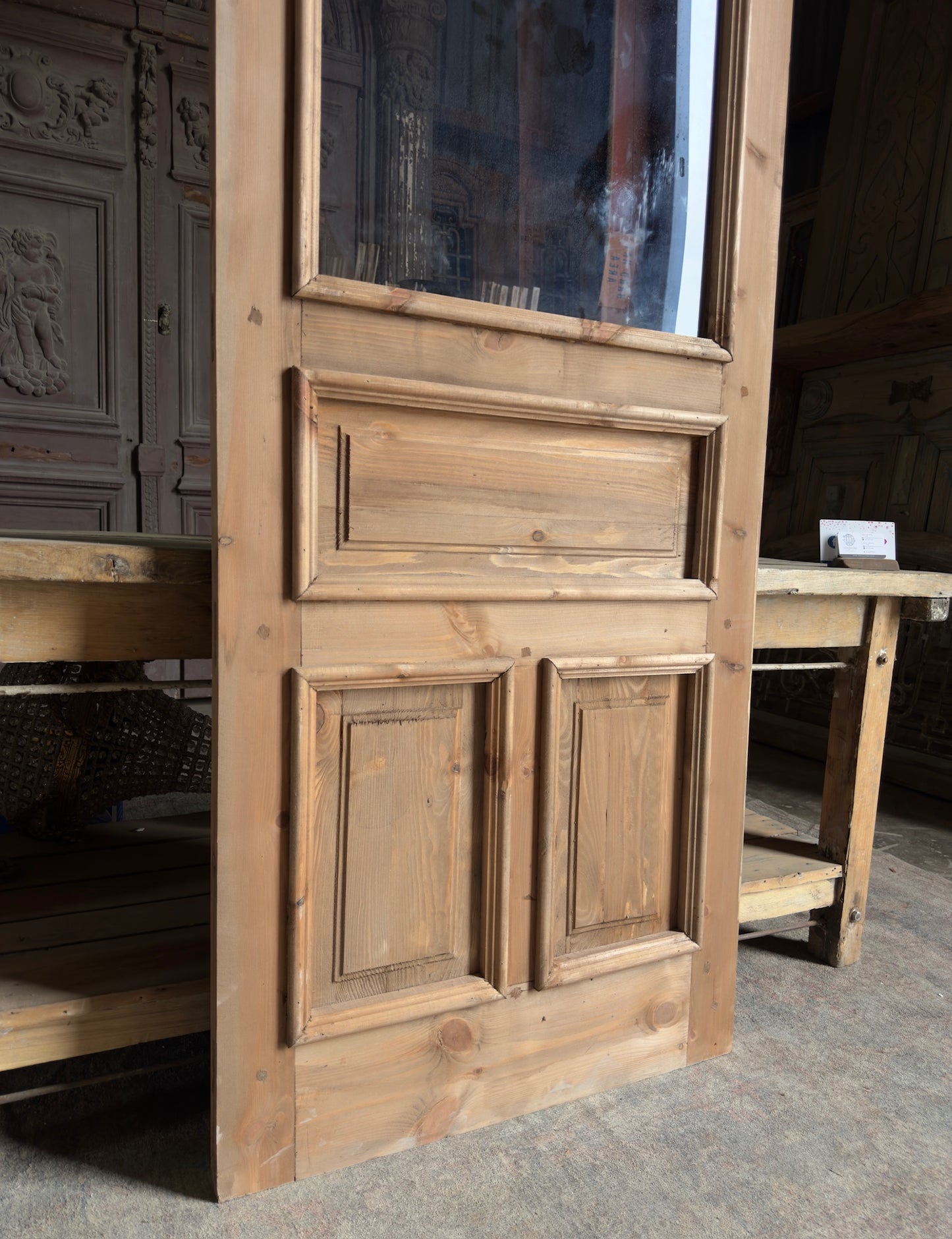 Handcrafted Arched Glass Single Door - 32x96 K16