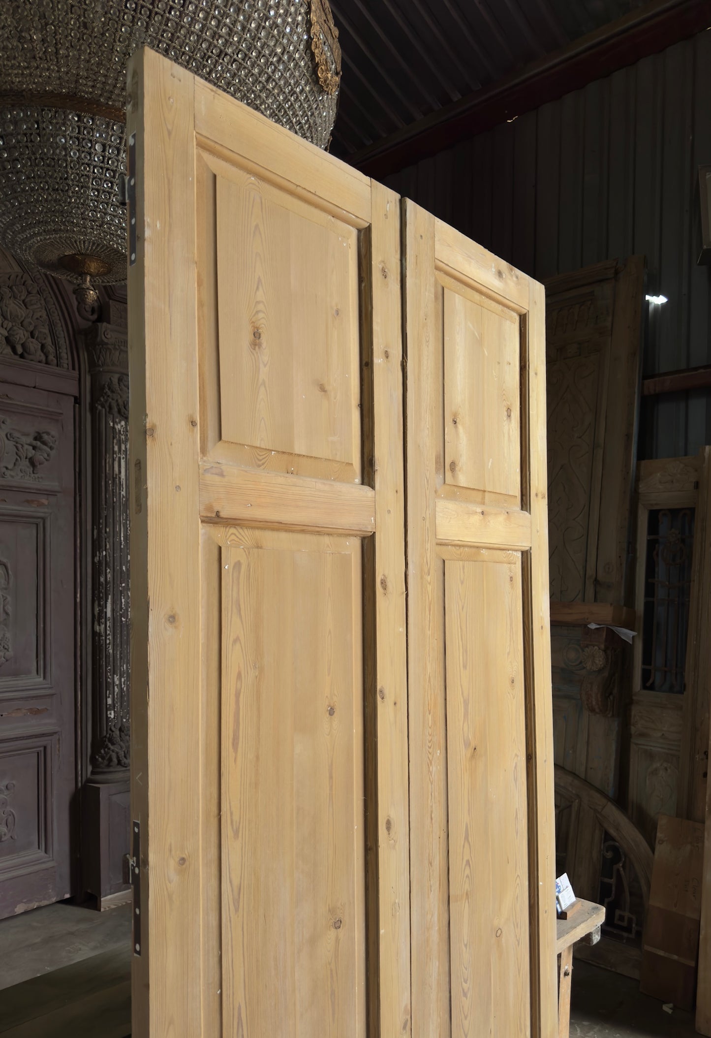 2 Panel Antique Solid French Doors - 44x97.5 K330