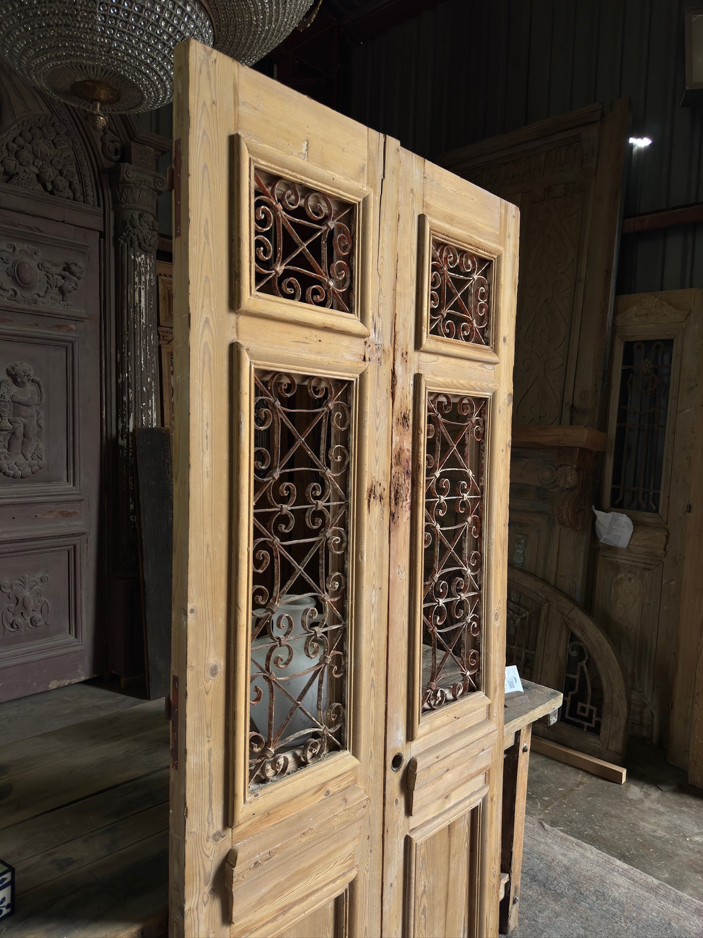 Stately Antique Iron French Doors - 39.5x87.5 K170