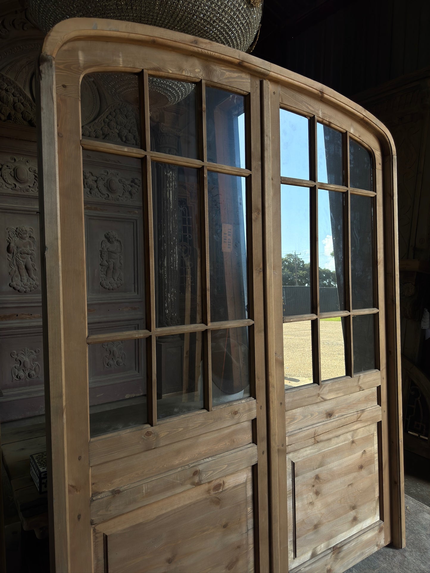 Handcrafted Eyebrow Arch Glass French Door Unit - 72x96 K29