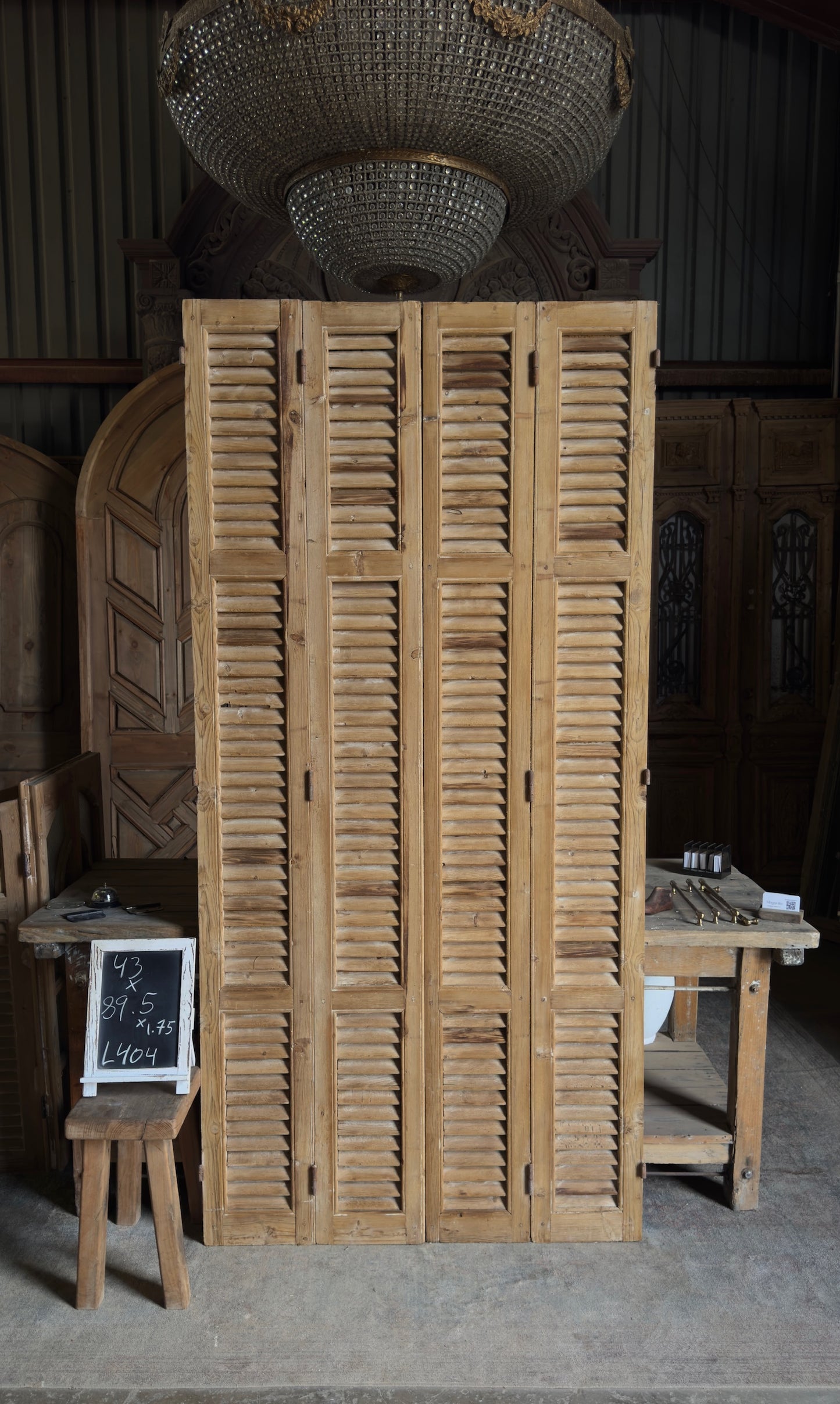 European French Antique Louvered Shutters - 43x89.5 - L404