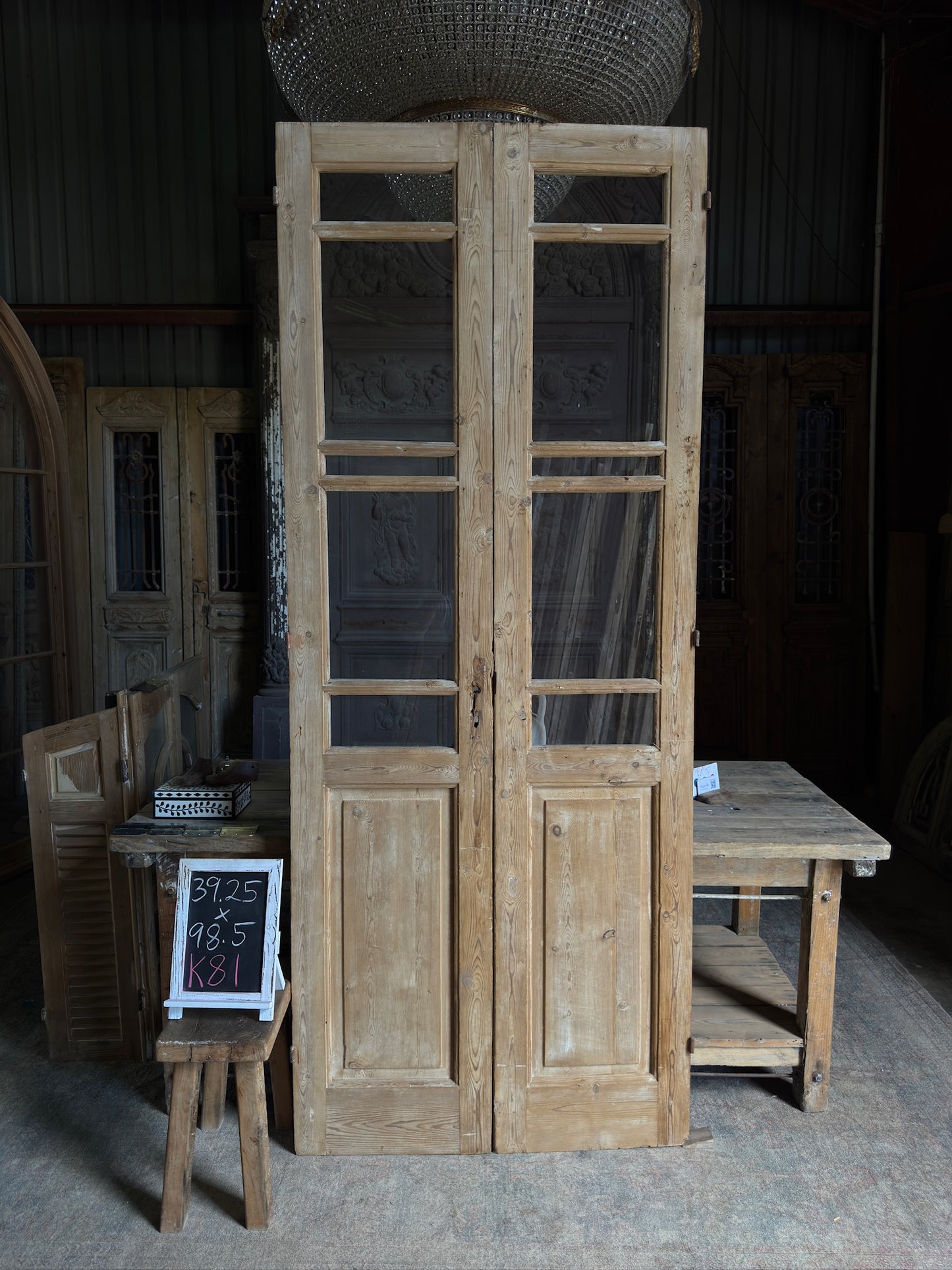 5 Lite Glass Antique French Doors - 39.25x98.5 K81