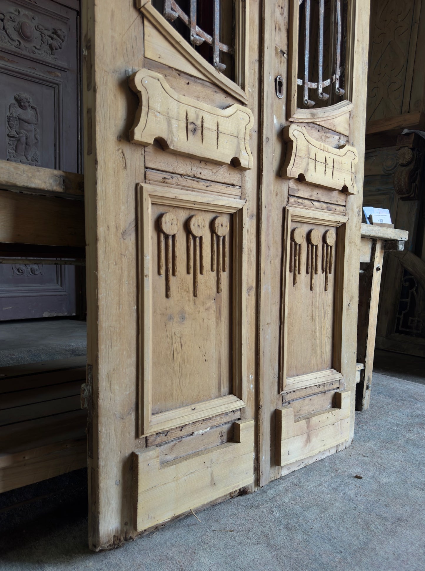 Sophisticated Antique Iron French Doors - 38.5x98.5 J273