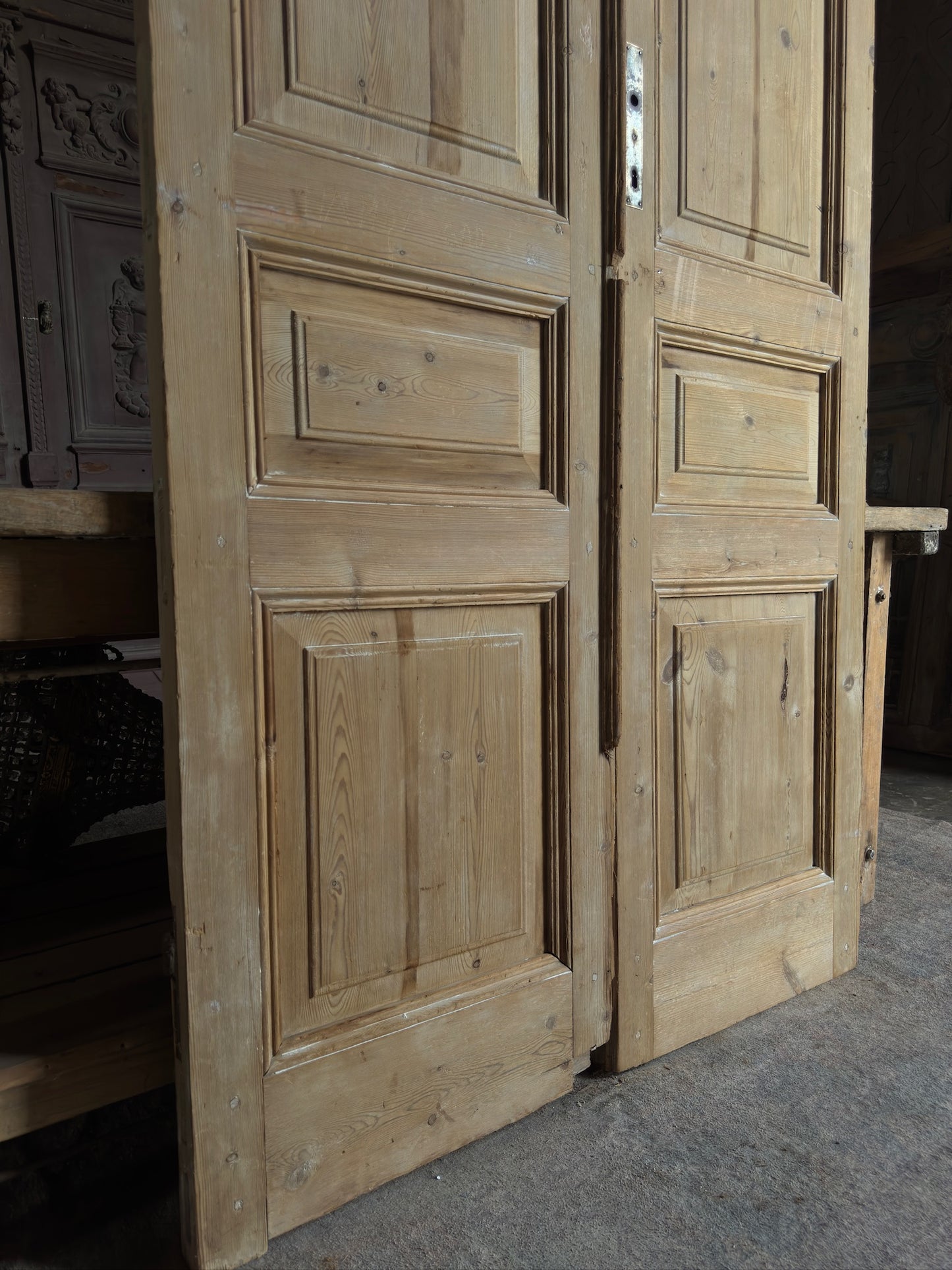 3 Panel Antique Solid French Doors - 44.75x99 K44