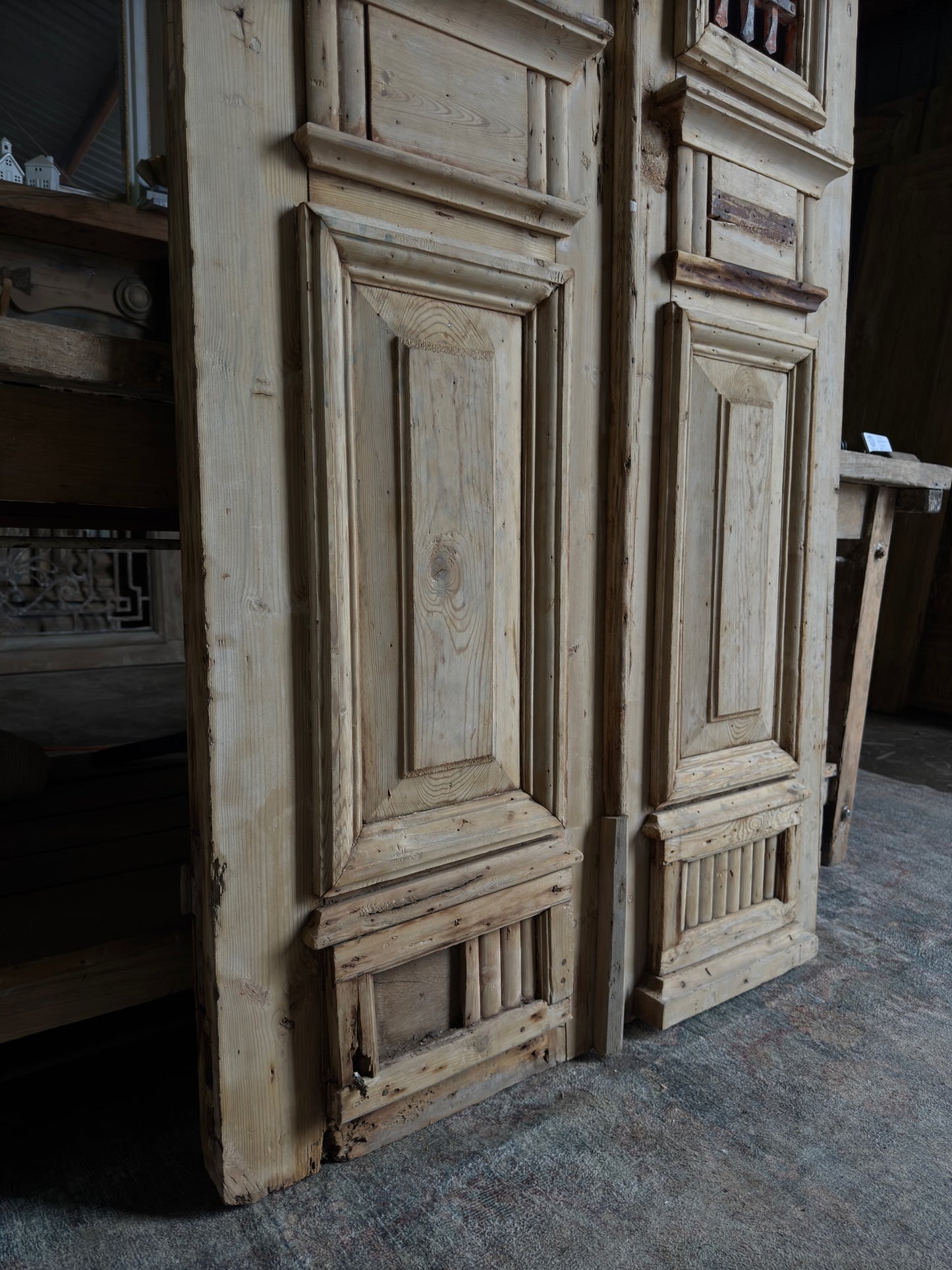 Fluted Antique Iron French Doors - 39.75x100.25 H192