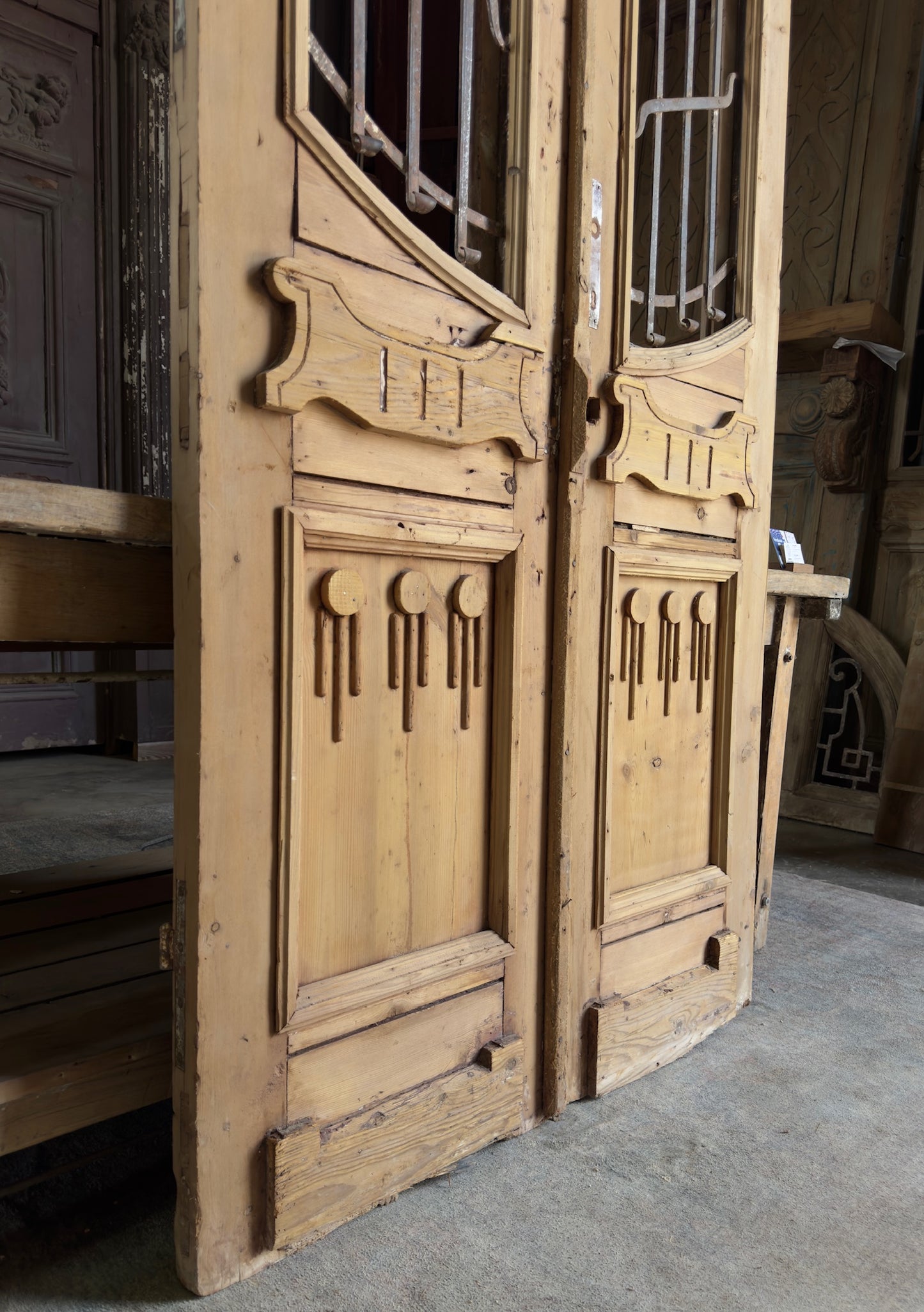 Sophisticated Antique Iron French Doors - 43x98 K292