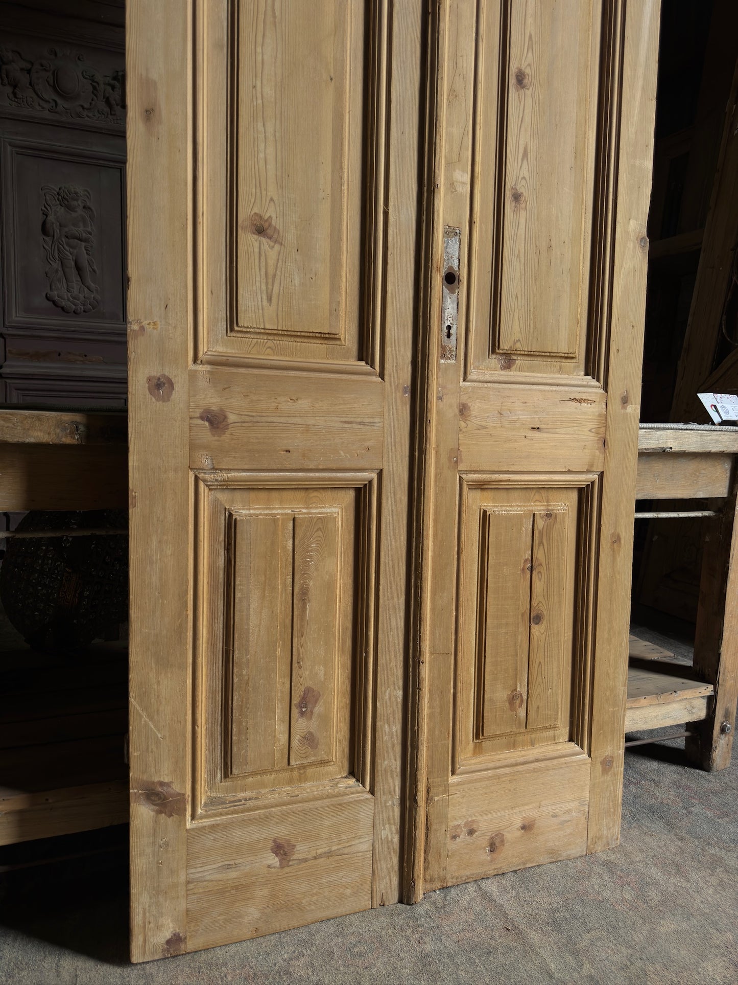 Stately 3 Panel Antique Solid French Doors - 34.75x94 J379